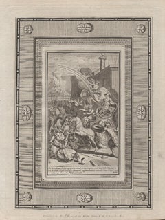Antique Jupiter sends Iris to Hector. 18th century Classical Greek myth engraving print