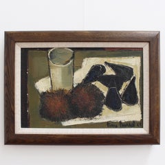 Pierre Fournel, „Stillleben mit Seeuhrn und Muscheln“, Öl auf Karton, 1961