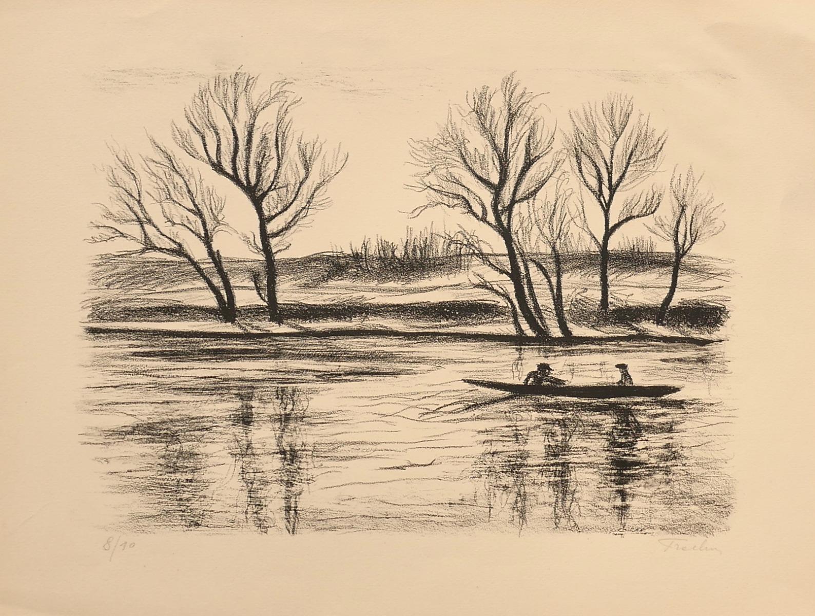 River - Lithographie originale sur papier de Pierre Frachon-Forcade - 20e siècle