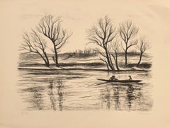 River - Original Lithograph on Paper by Pierre Frachon-Forcade - 20th Century