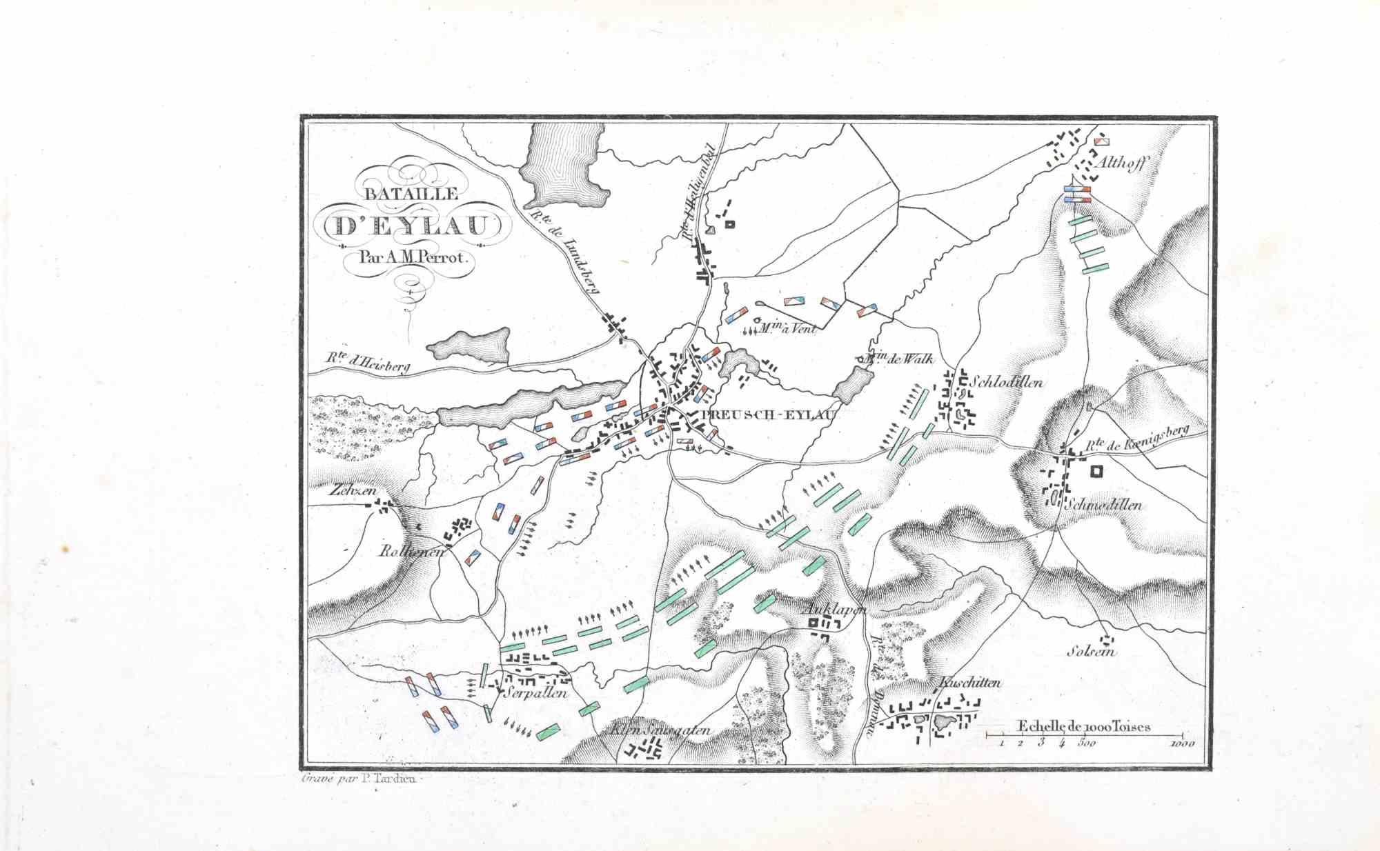 Bataille d'Eylau - Etching by Pierre François Tardieu - 1837
