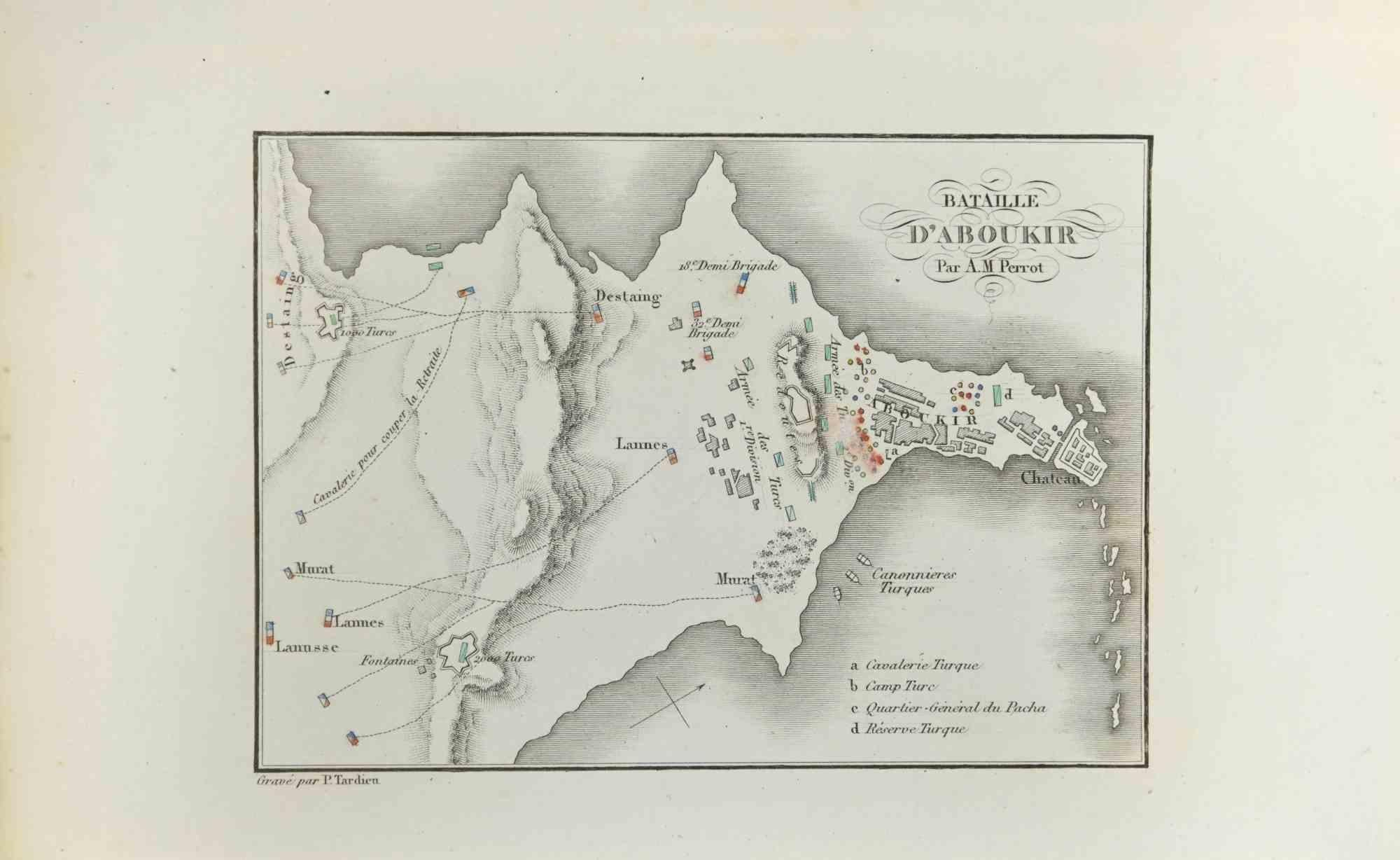 Pierre Francois Tardieu Figurative Print - Map of Battle of Aboukir - Etching by Pierre François Tardieu - 1837