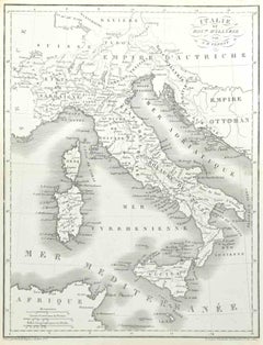 Map of Italy - Etching by Pierre François Tardieu - 1837