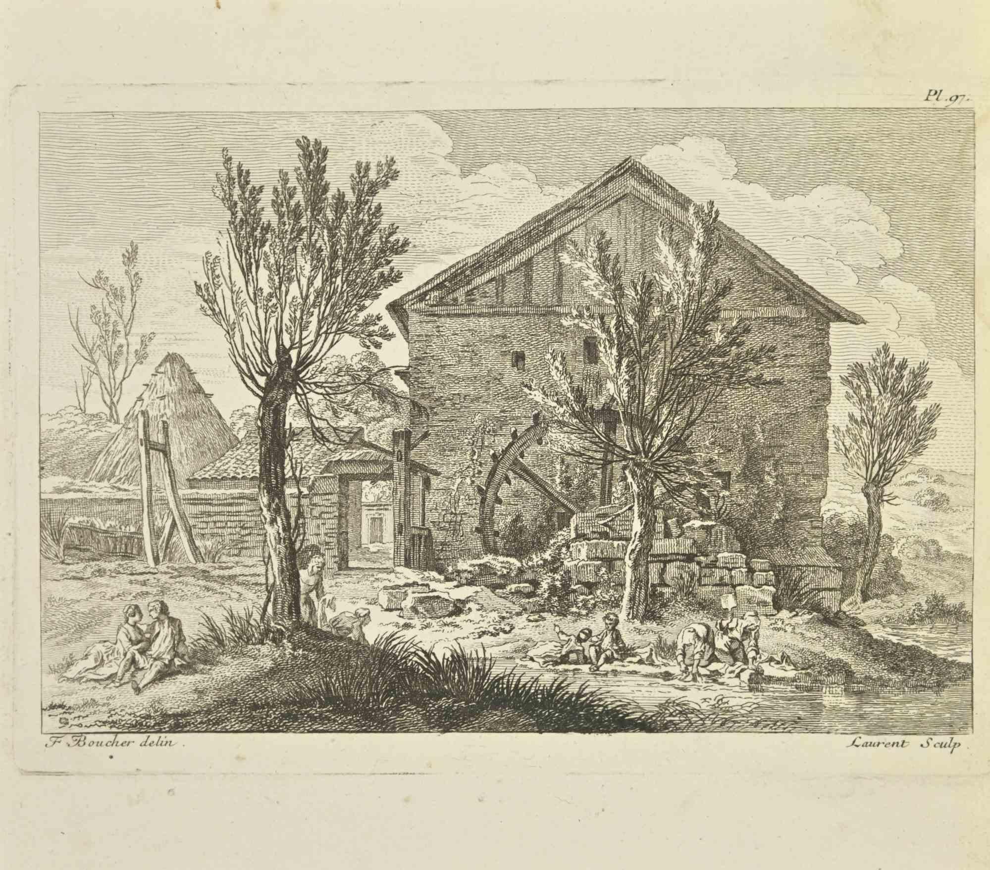 Countryside is an etching realized by Pierre-François Laurent in 18th Century.

Good conditions.

Signed in plate.

The artwork is depicted through confident strokes.