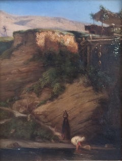 Orientalist Painting Egypt Classical Landscape Noria Sakieh River French 19th