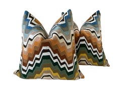 Pierre Frey “Fanfare” in Tentation Embroidered 22” Down-Filled Pillows - a Pair