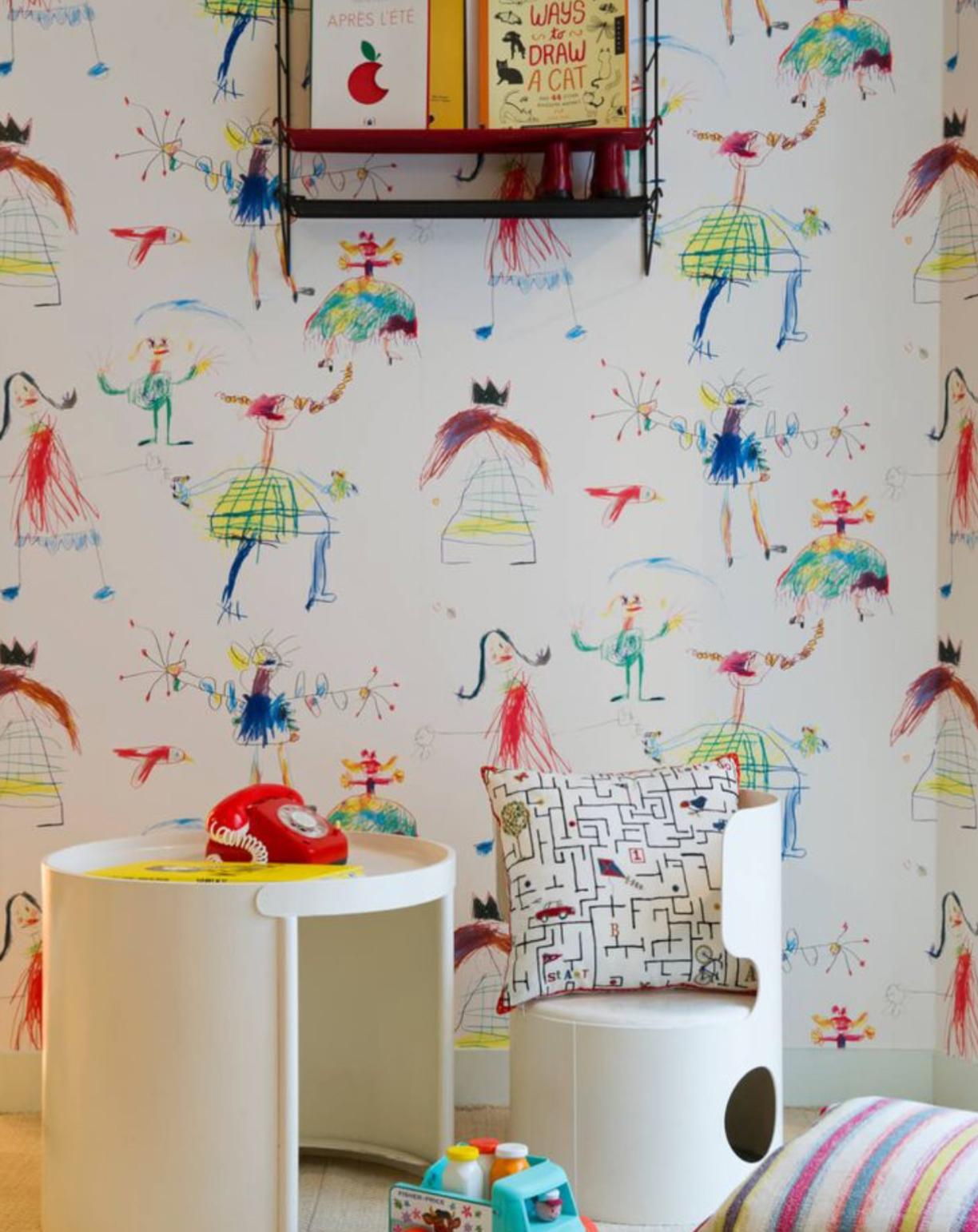 Paper Pierre Frey Les Bidules Wallpaper Scoubidou by Gael Davrinche, France.