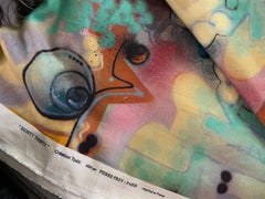 Pierre Frey Paris Linen "Graffitti" Print Upholstery Fabric Aprox 3 Yrds