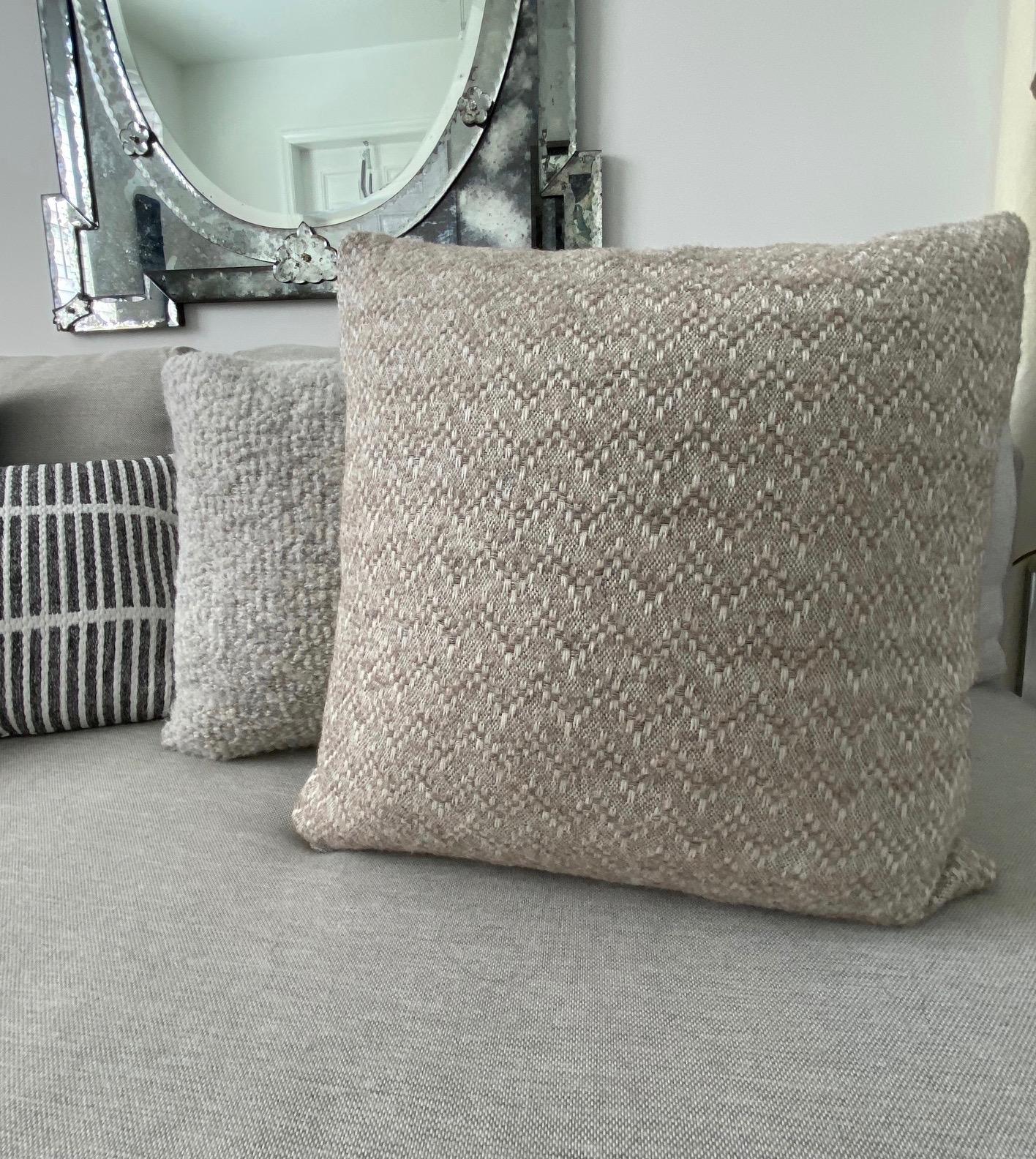 Pierre Frey Organic Wool, Alpaca, and Mohair Chevron Luxe Pillow in Taupe 3