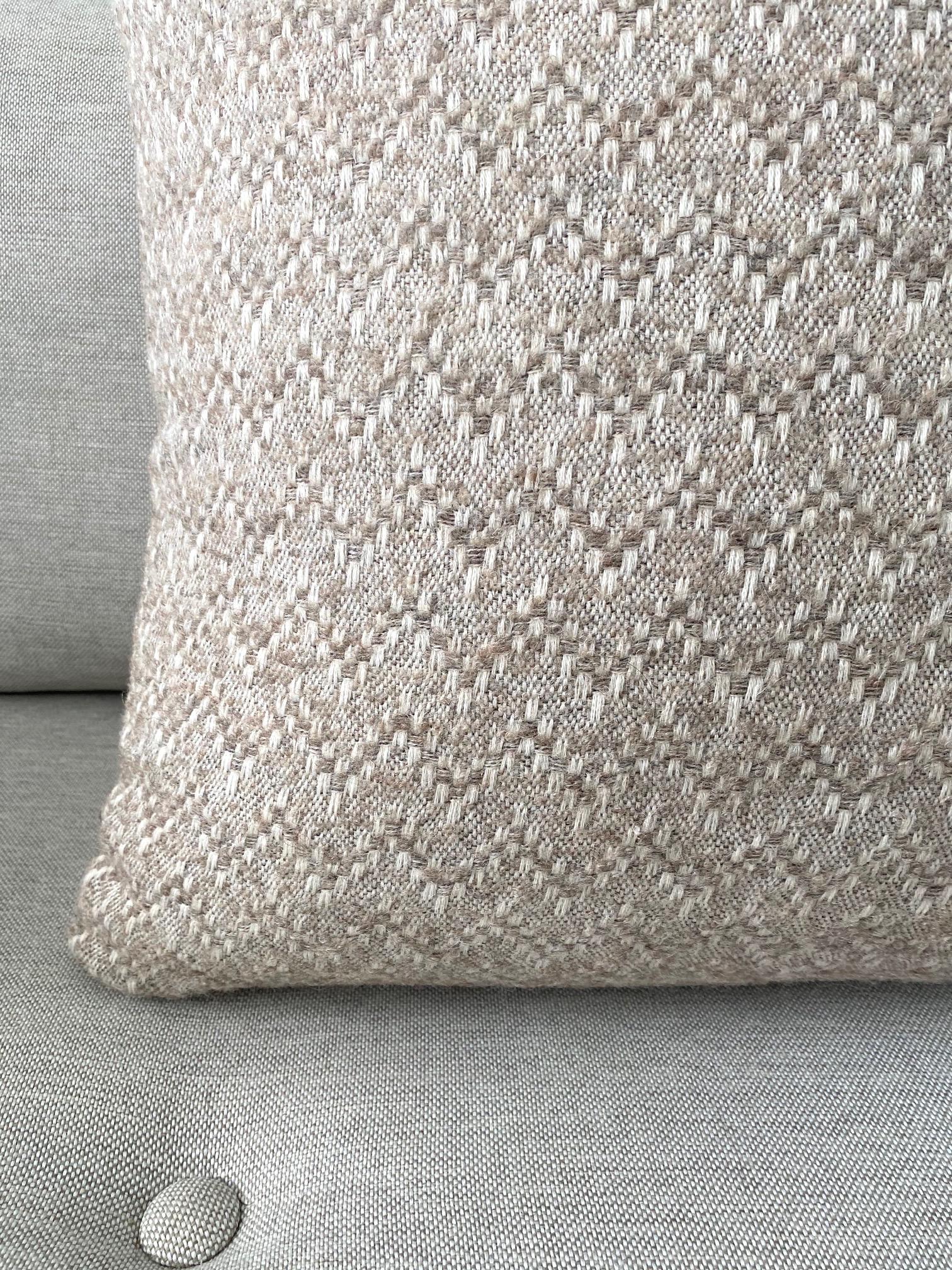 Organic Modern Pierre Frey Organic Wool, Alpaca, and Mohair Chevron Luxe Pillow in Taupe