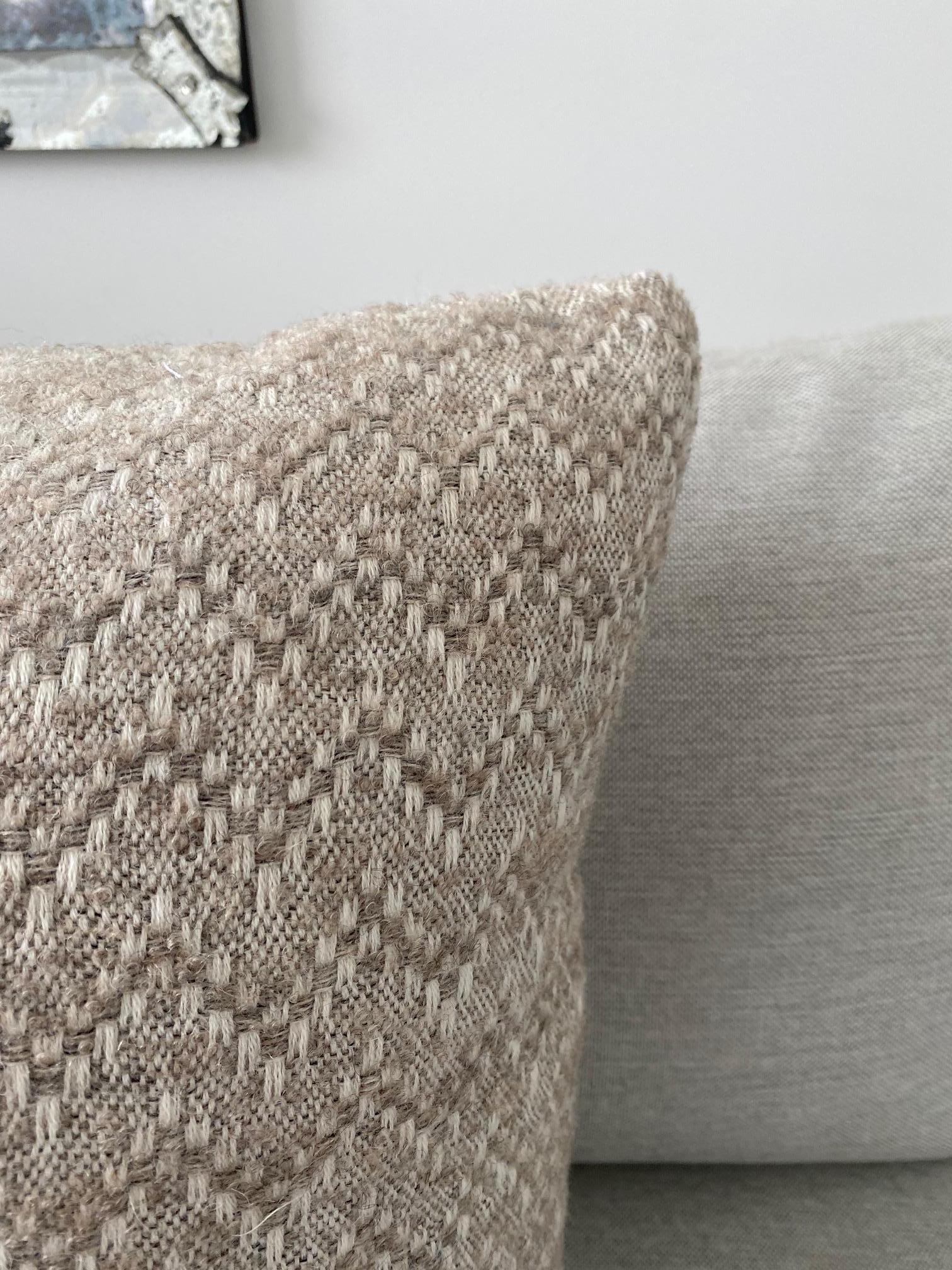 Pierre Frey Organic Wool, Alpaca, and Mohair Chevron Luxe Pillow in Taupe In New Condition In Fort Lauderdale, FL