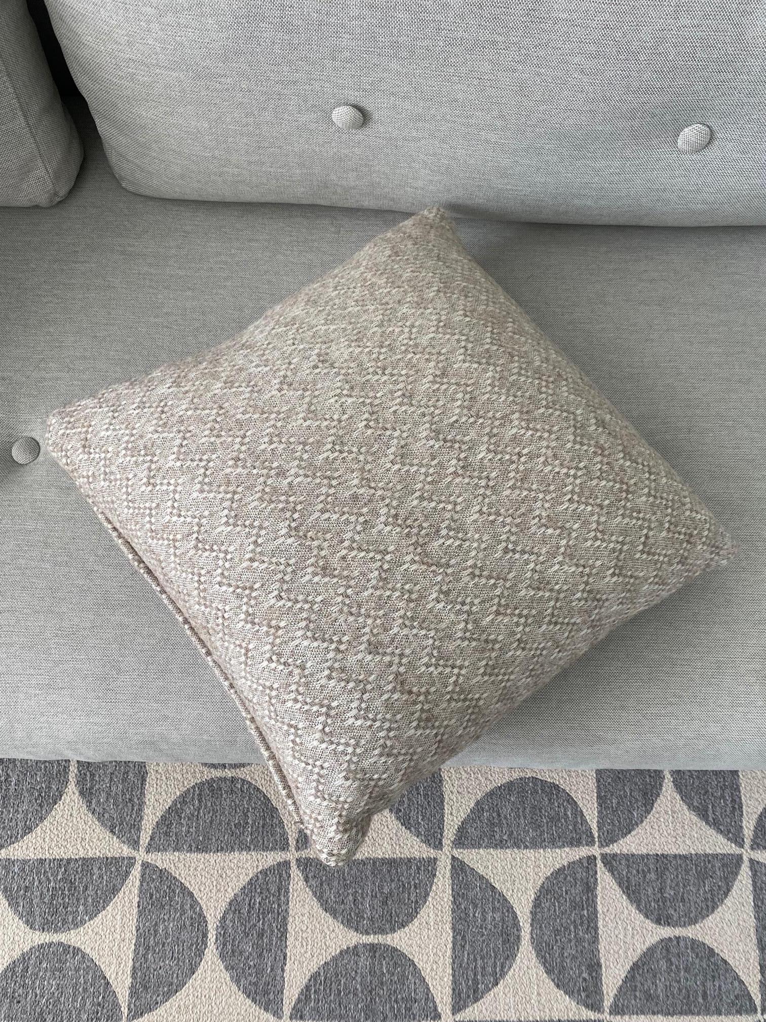 Pierre Frey Organic Wool, Alpaca, and Mohair Chevron Luxe Pillow in Taupe 1