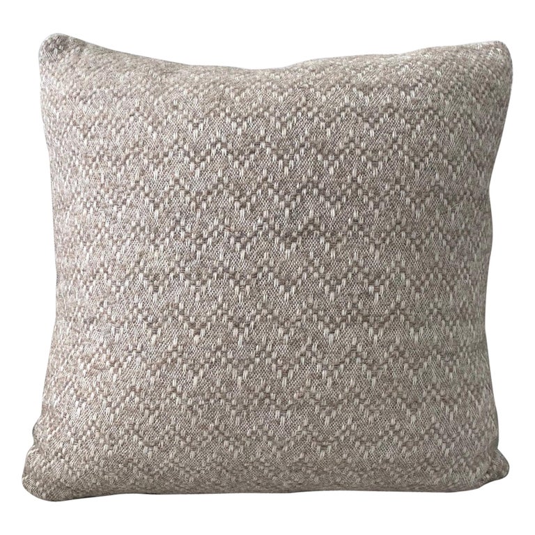 Pierre Frey Organic Wool, Alpaca, and Mohair Chevron Luxe Pillow in Taupe For Sale