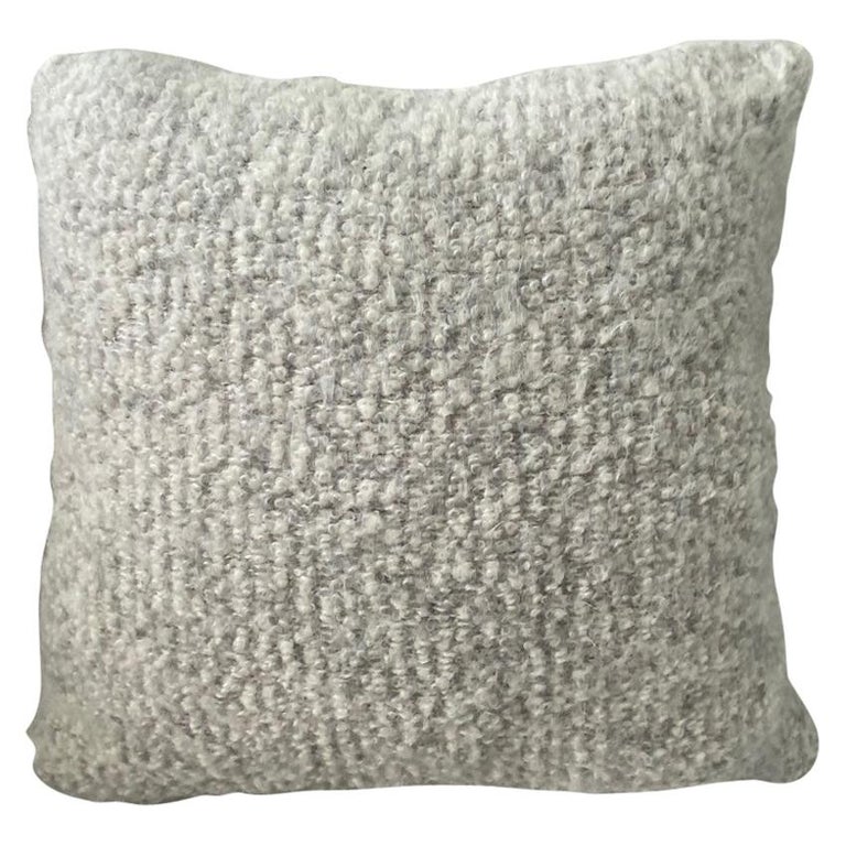Pierre Frey Organic Woven Alpaca, Mohair, and Leather Luxe Throw Pillow For Sale
