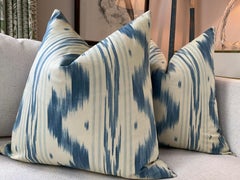Pierre Frey "Toiles De Nantes" in Bleu Ancien 22" Down-Filled Pillows - a Pair