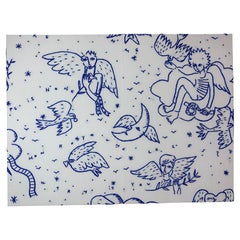 Pierre Frey x Castelbajac Handbesticktes Stoffkunstwerk auf Canva