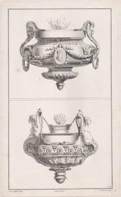 Antique French Neoclassical Design engraving for Braziers
