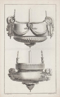 Antique French Neoclassical Design Engraving for Braziers