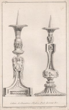 French Neoclassical Design for Candlesticks, engraving after Delafosse