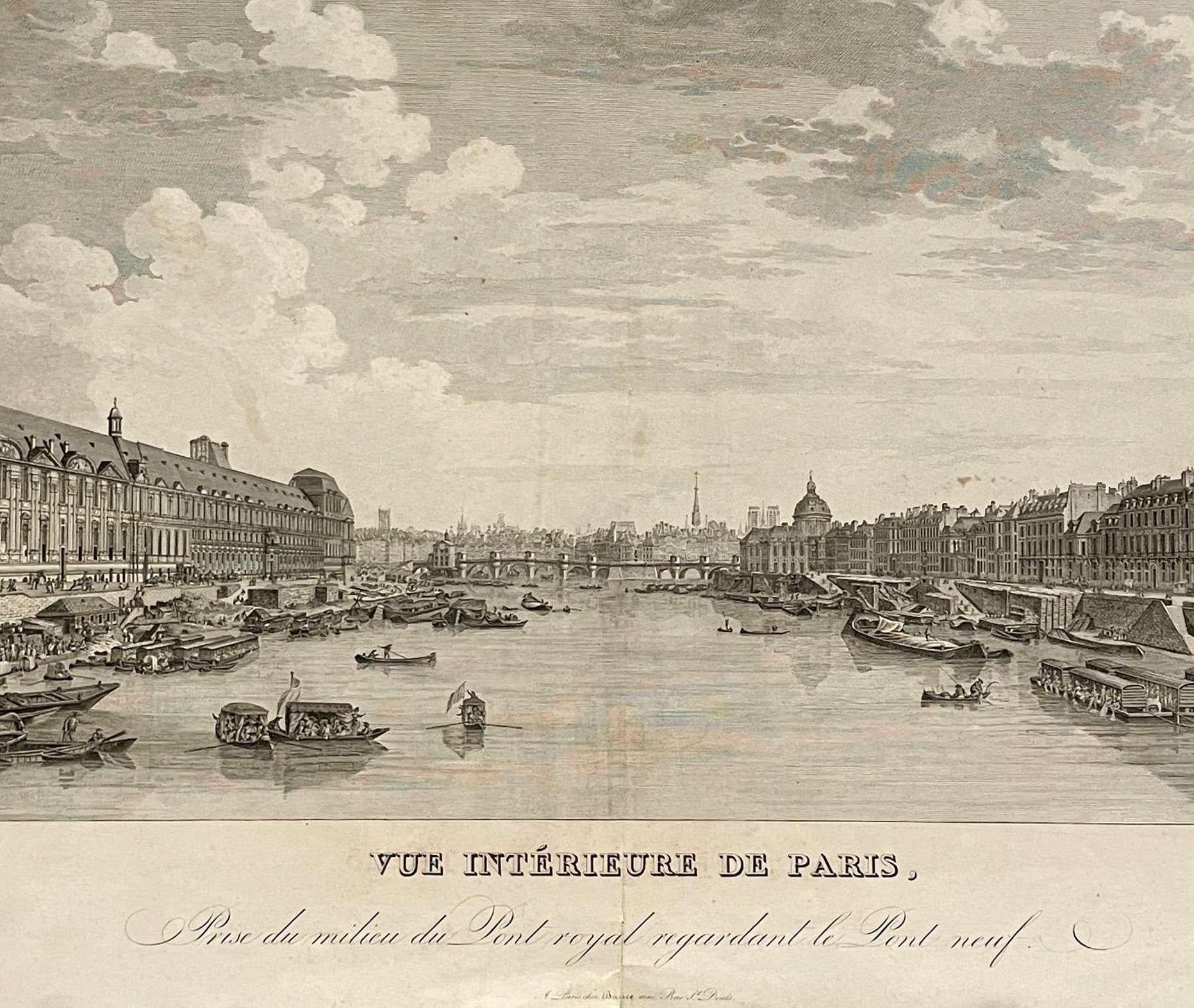 Vue intérieure de Paris prise du milieu du Pont Royal regardant le Pont Neuf - Print by Pierre Gabriel Berthault