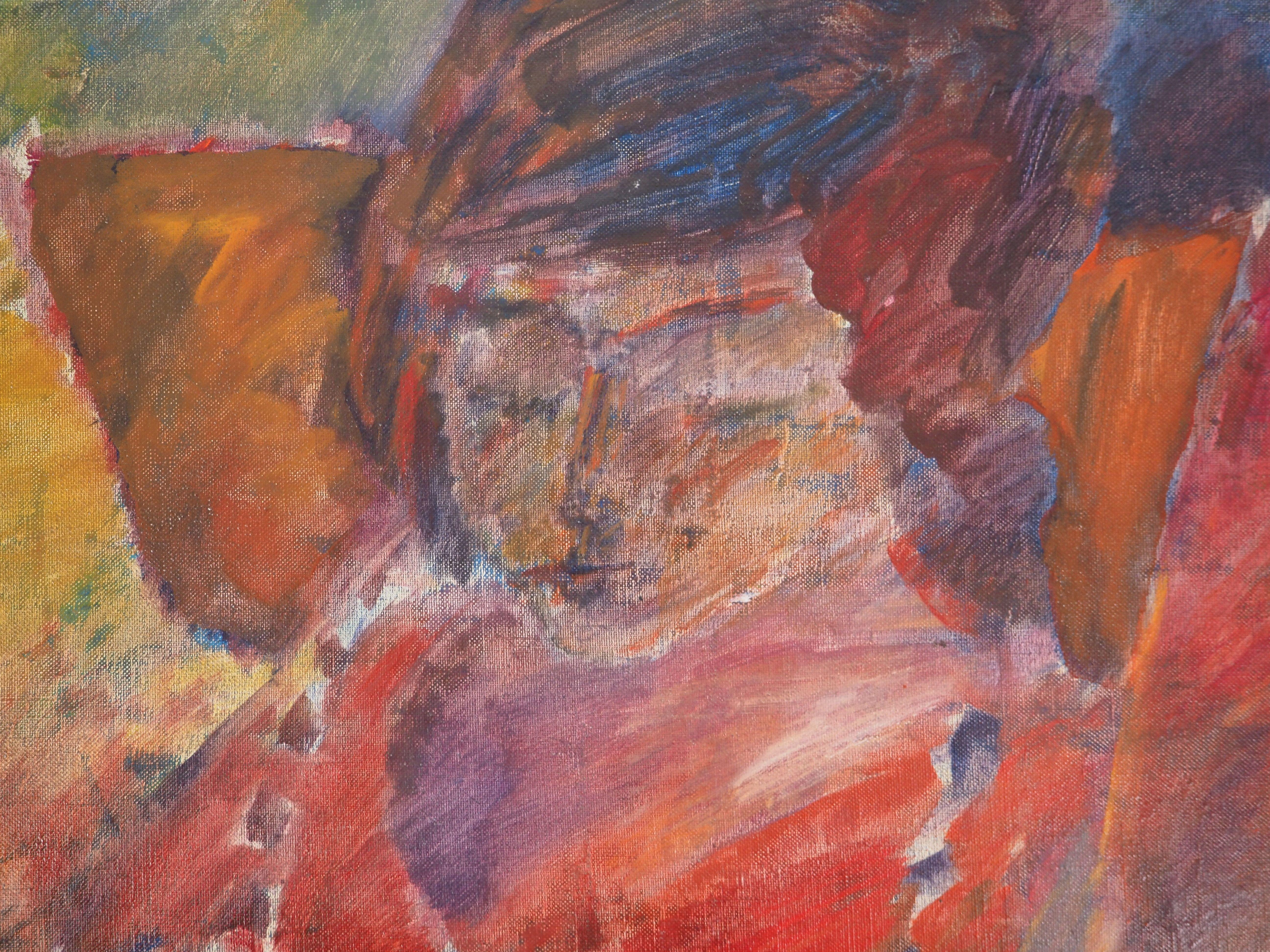 Fauvism : Dreaming Model - Original oil on canvas, Signed - Painting by Pierre Garcia Fons
