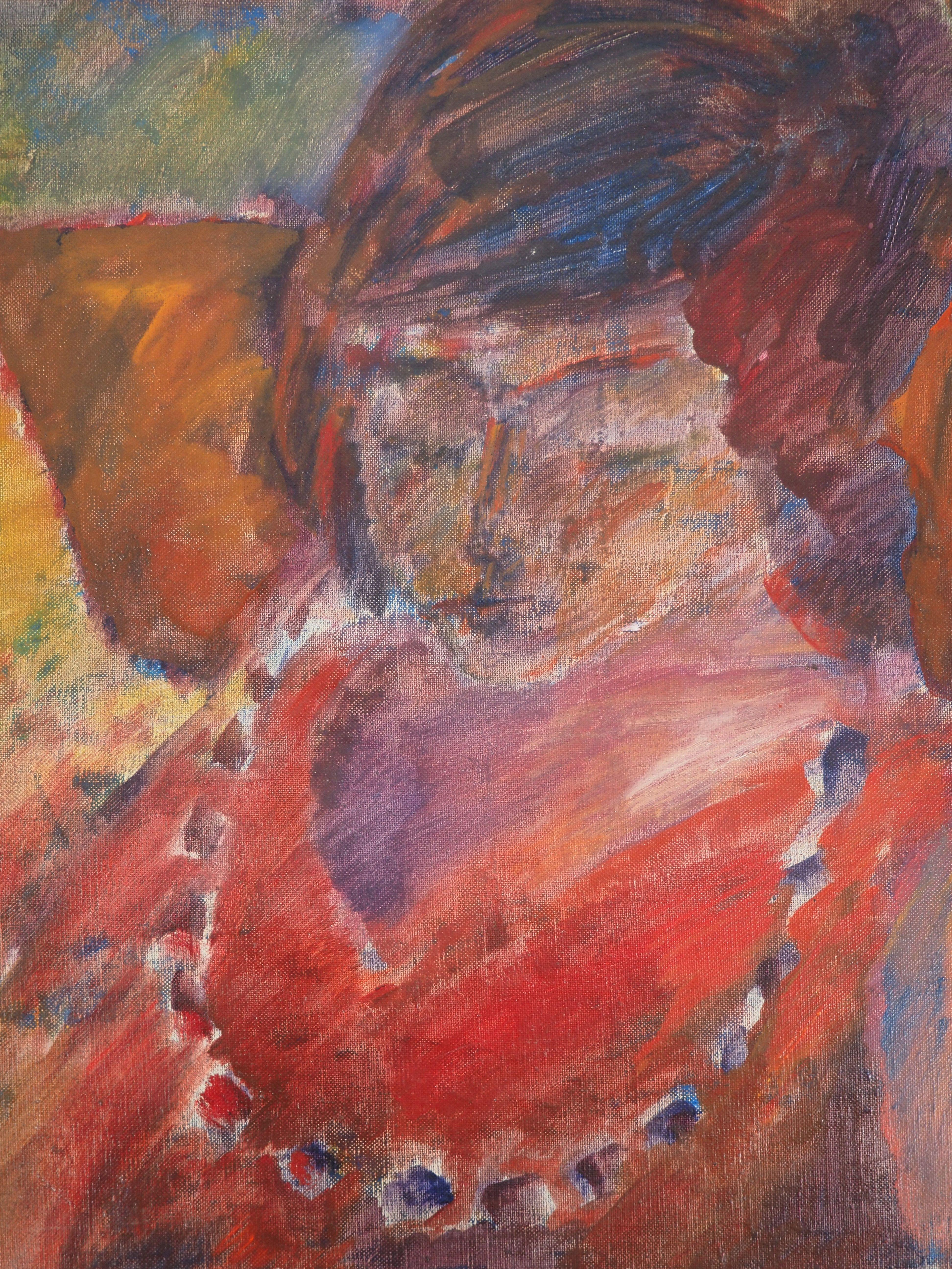 Fauvism : Dreaming Model - Original oil on canvas, Signed - Post-Impressionist Painting by Pierre Garcia Fons