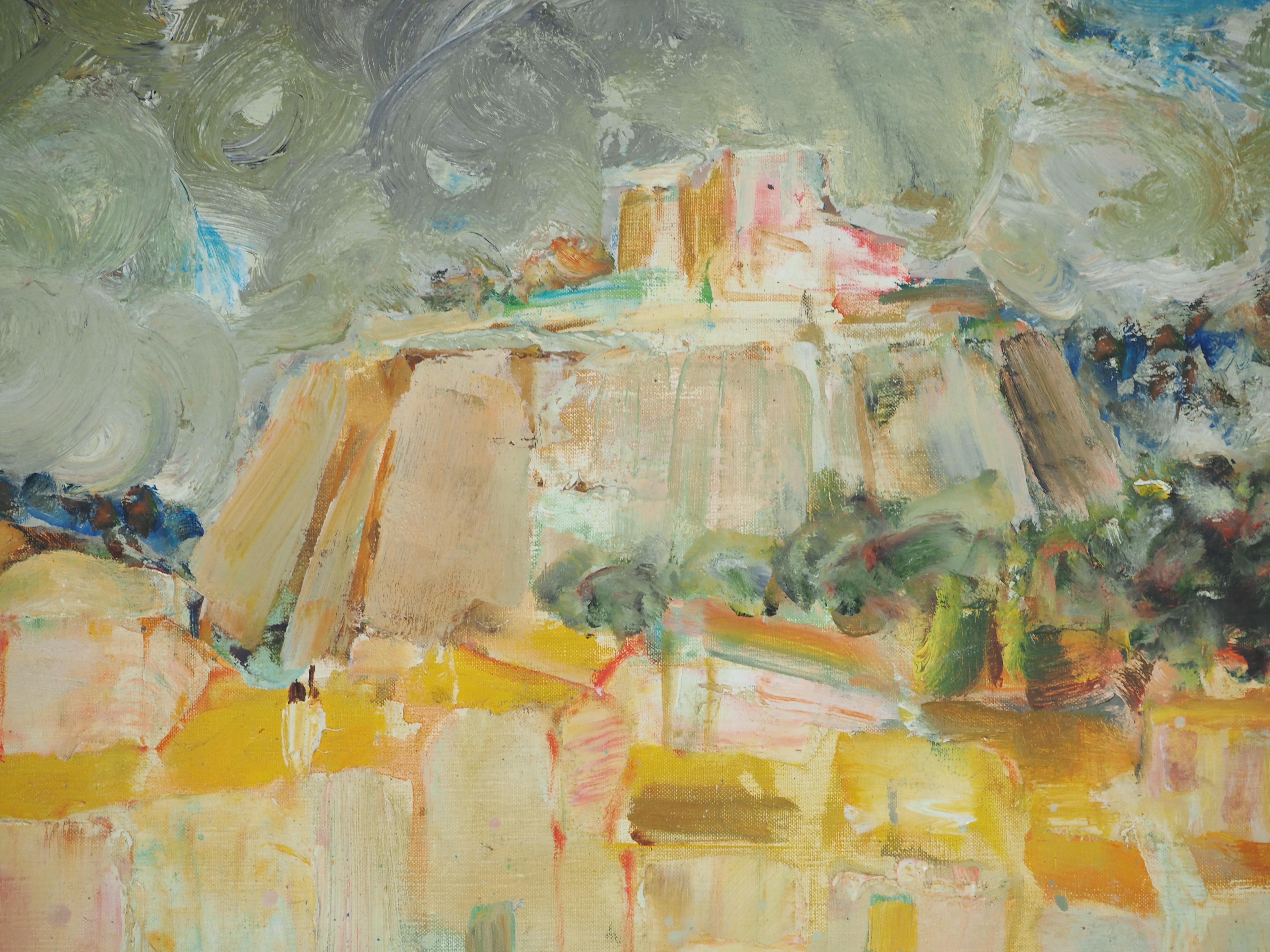 Pierre GARCIA FONS
Côte d'Azur : petit village sur une montagne, c. 1960

Peinture à l'huile originale
Signé dans le coin supérieur droit 
Signé et titré au dos
Sur toile 50 x 61 cm (c. 20 x 24inch)

PROVENANCE : Galerie Framong, Paris, numéro