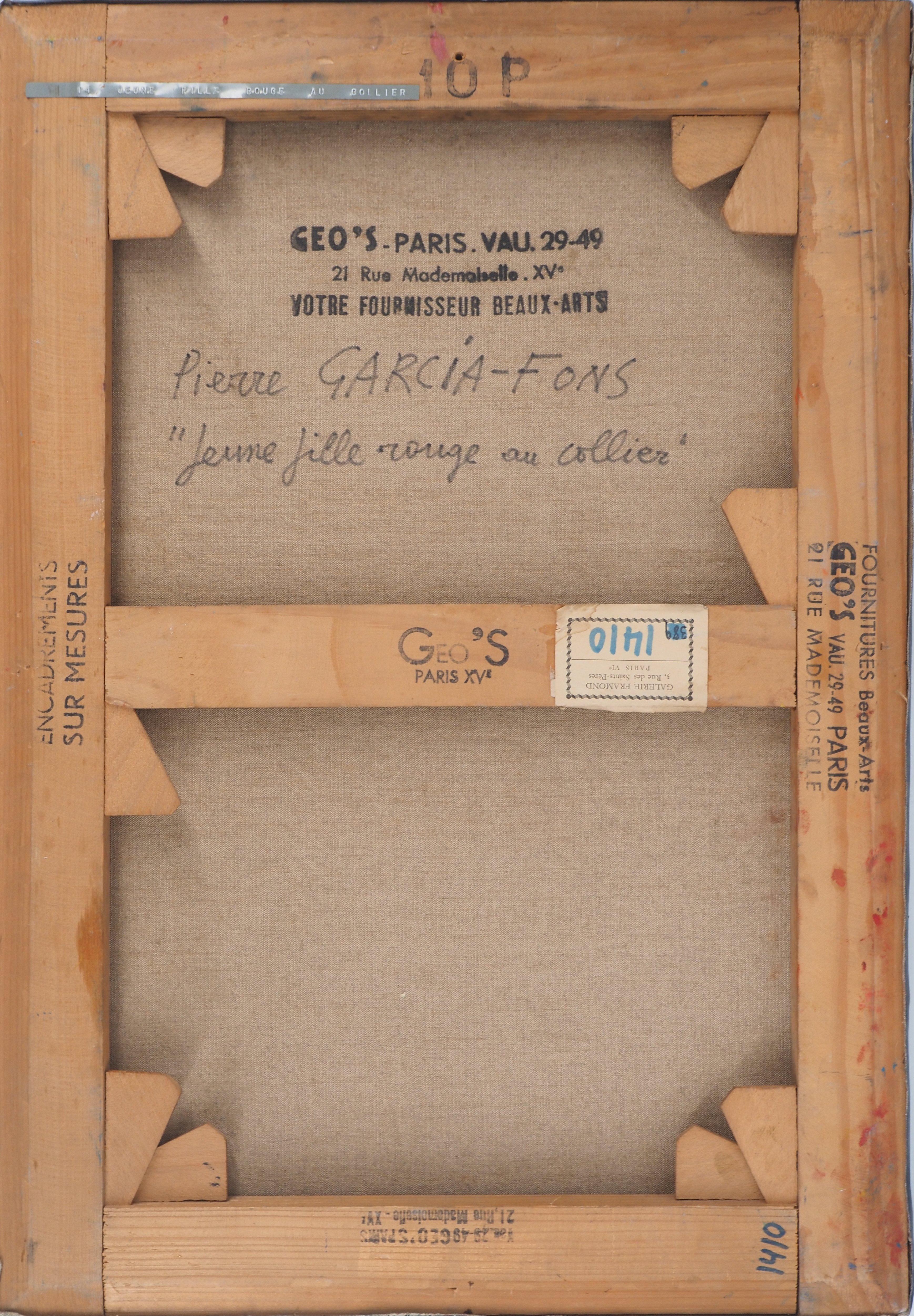 Rotes junges Mädchen mit Halskette – Original Ölgemälde auf Leinwand, signiert im Angebot 6