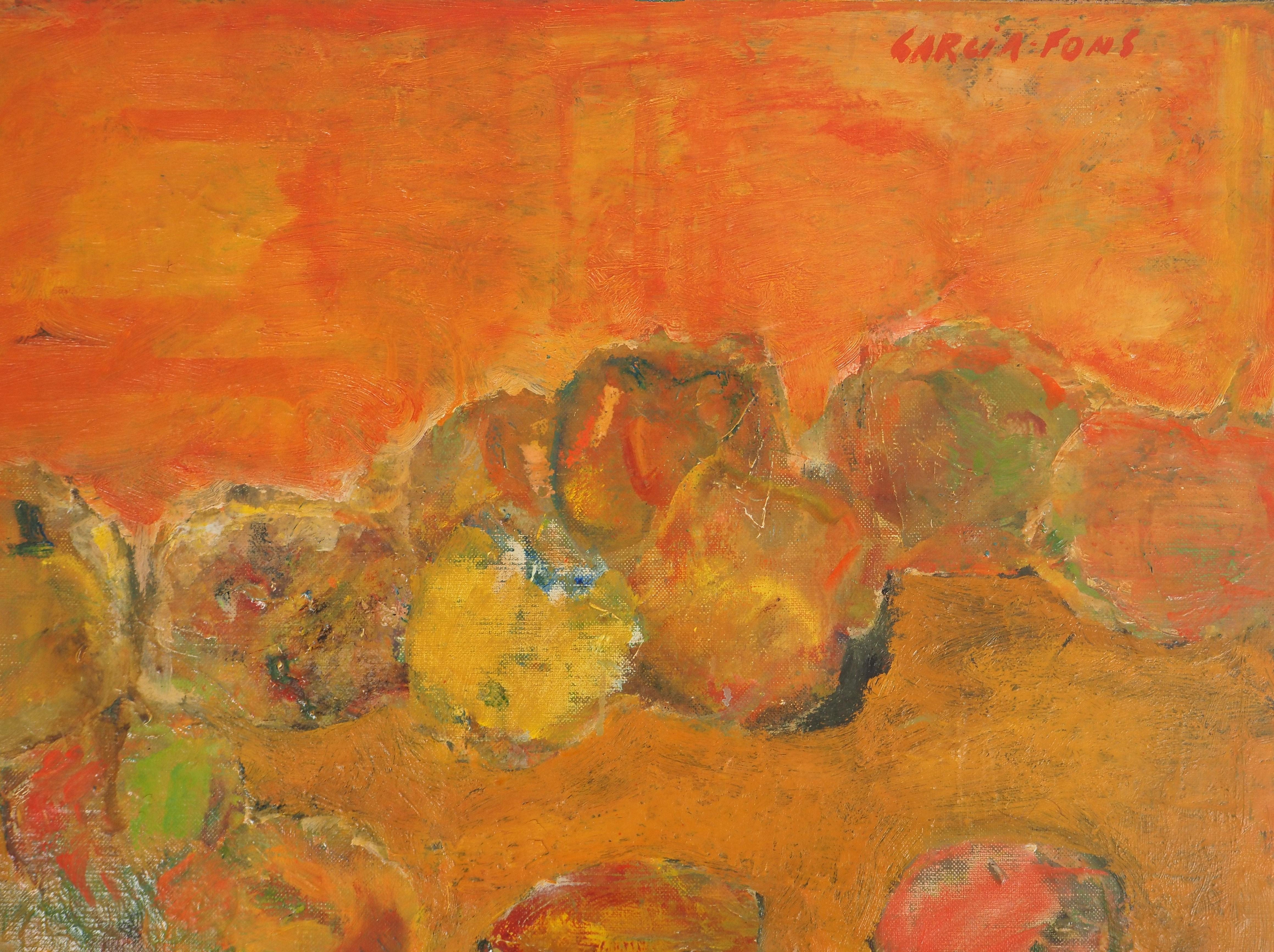 Tribute to Cezanne: 14 Äpfel – Originales Ölgemälde auf Leinwand, signiert (Post-Impressionismus), Painting, von Pierre Garcia Fons