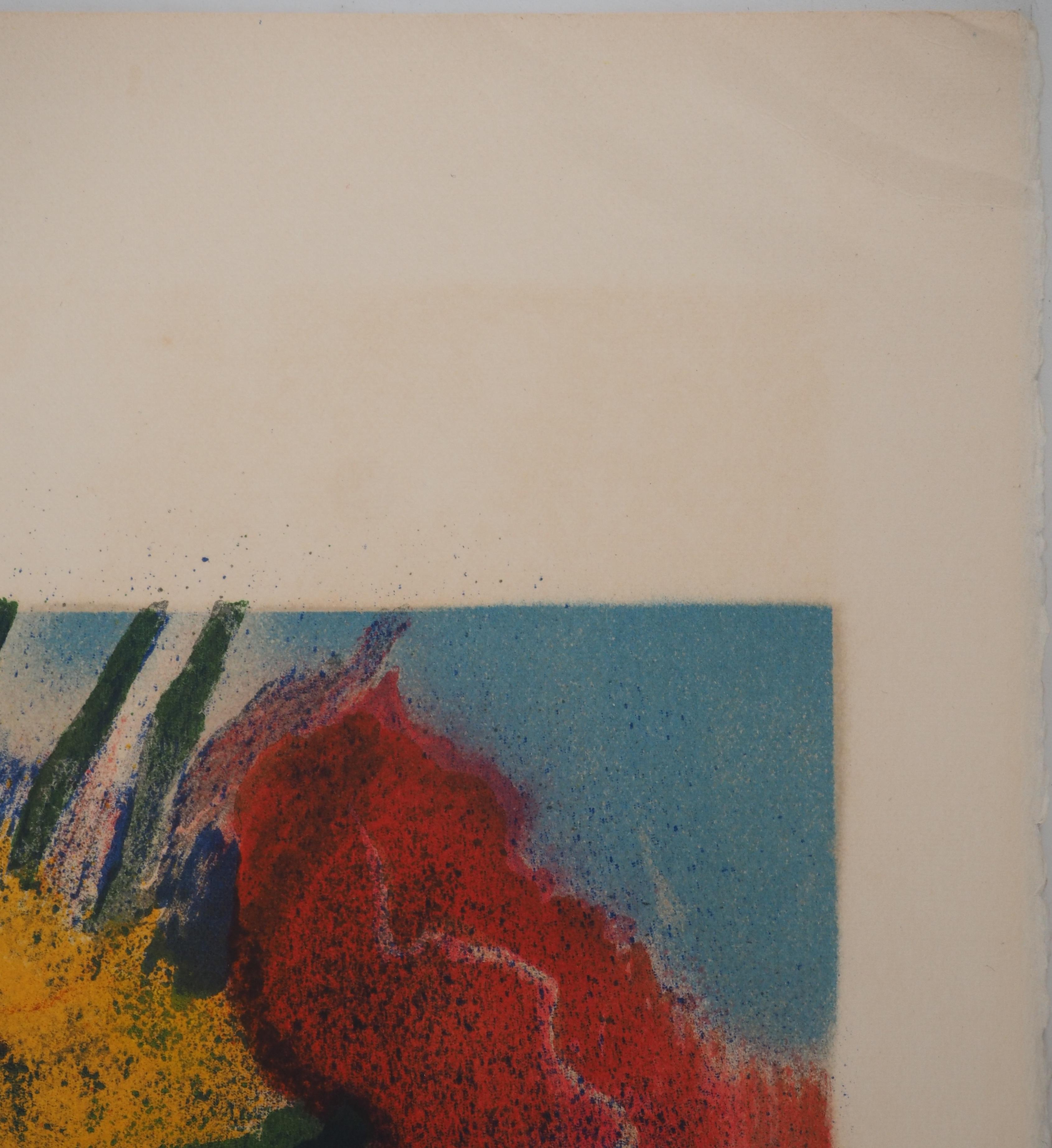 Pierre GARCIA-FONS
Cesta de Frutas y Ramo de Flores 

Litografía original
Firmado a lápiz
EA justificada (prueba de artista)
Sobre vitela 76 x 55 cm (c. 30 x 22 pulg.)

Muy buen estado, papel ligeramente amarilleado

Dedicado 