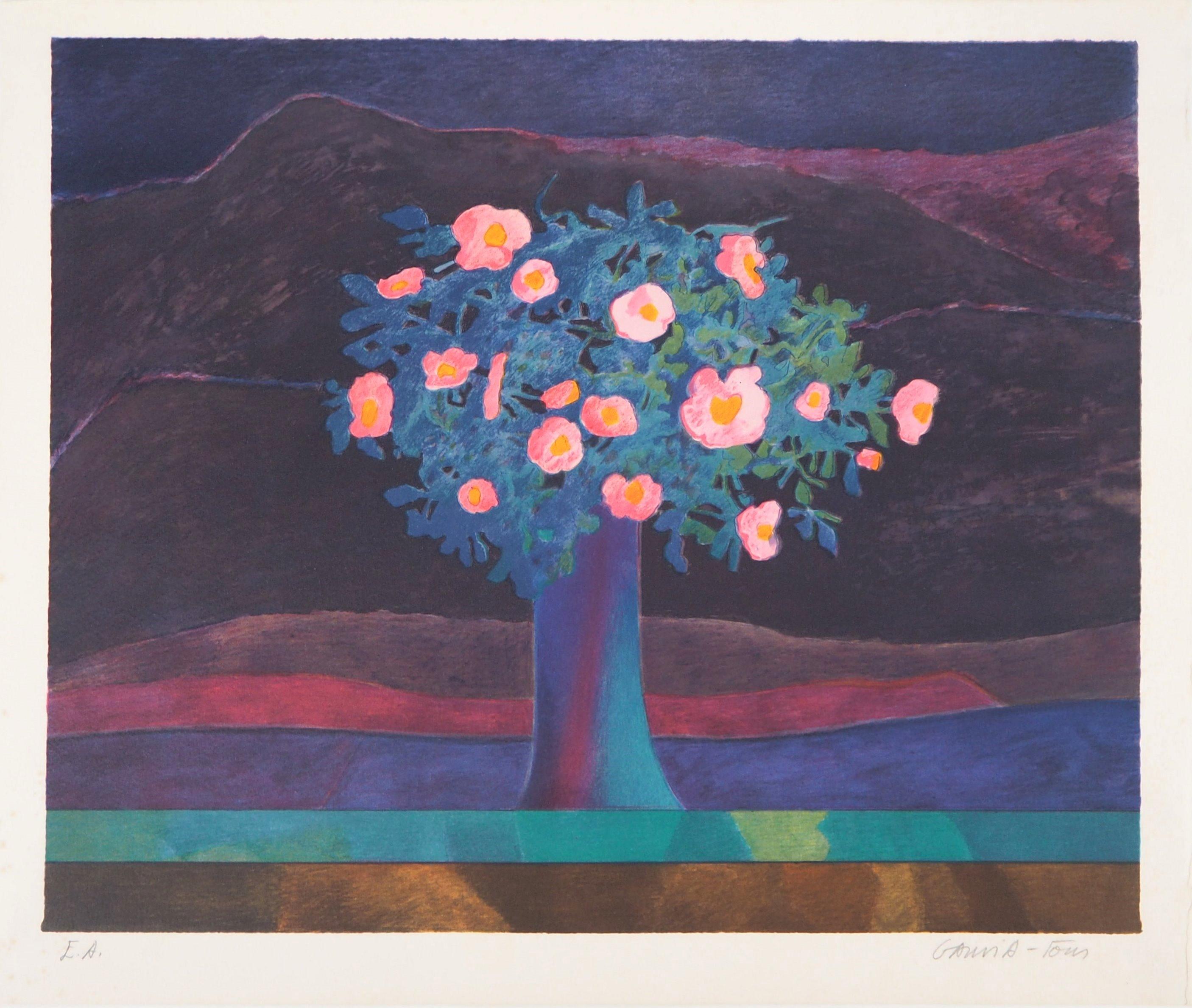 Landscape Print Pierre Garcia Fons - L'arbre à fleurs - Lithographie originale, signée