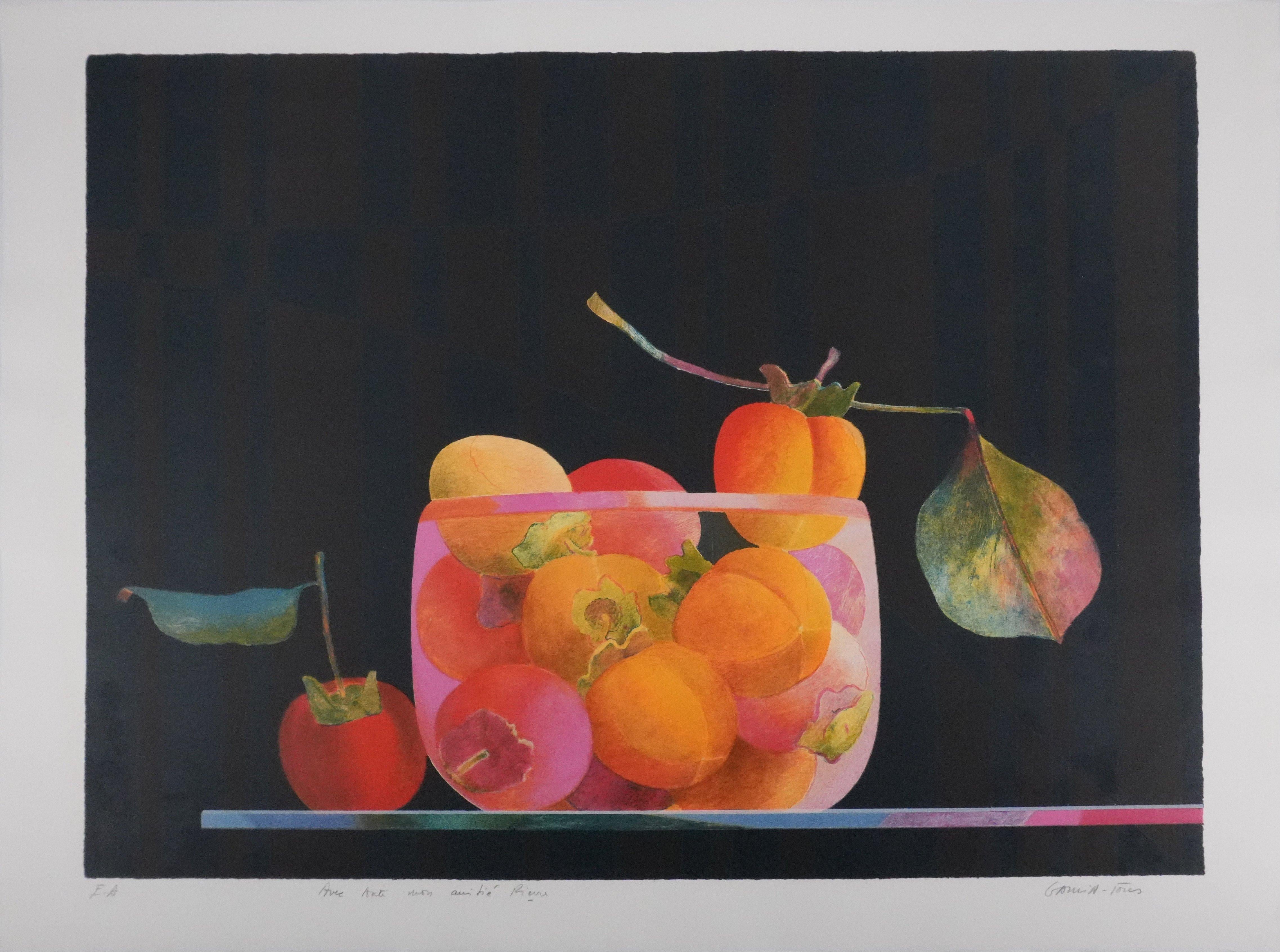 Orange Fruits - Original lithograph, Signed