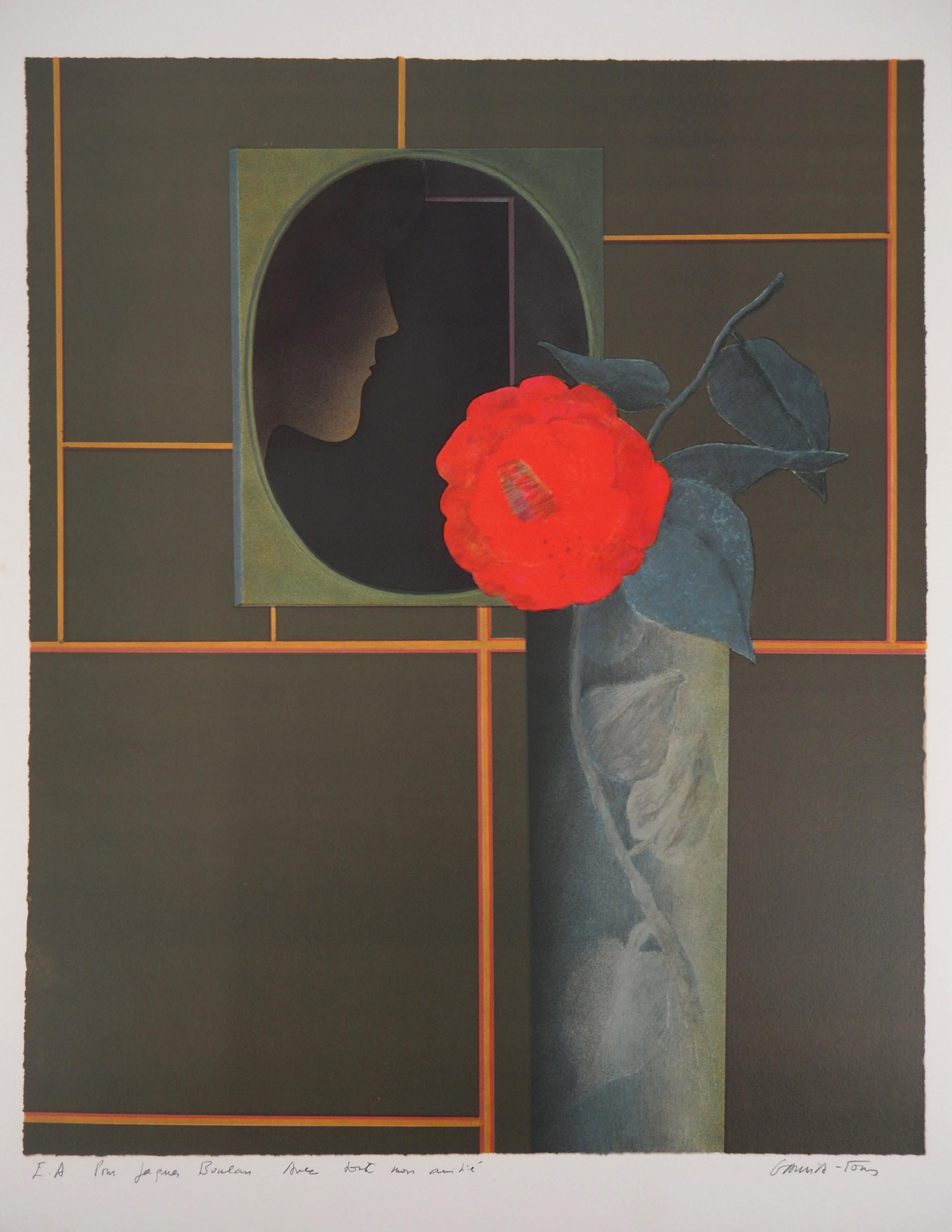 Pierre Garcia Fons Still-Life Print - Red Rose - Original lithograph, Signed