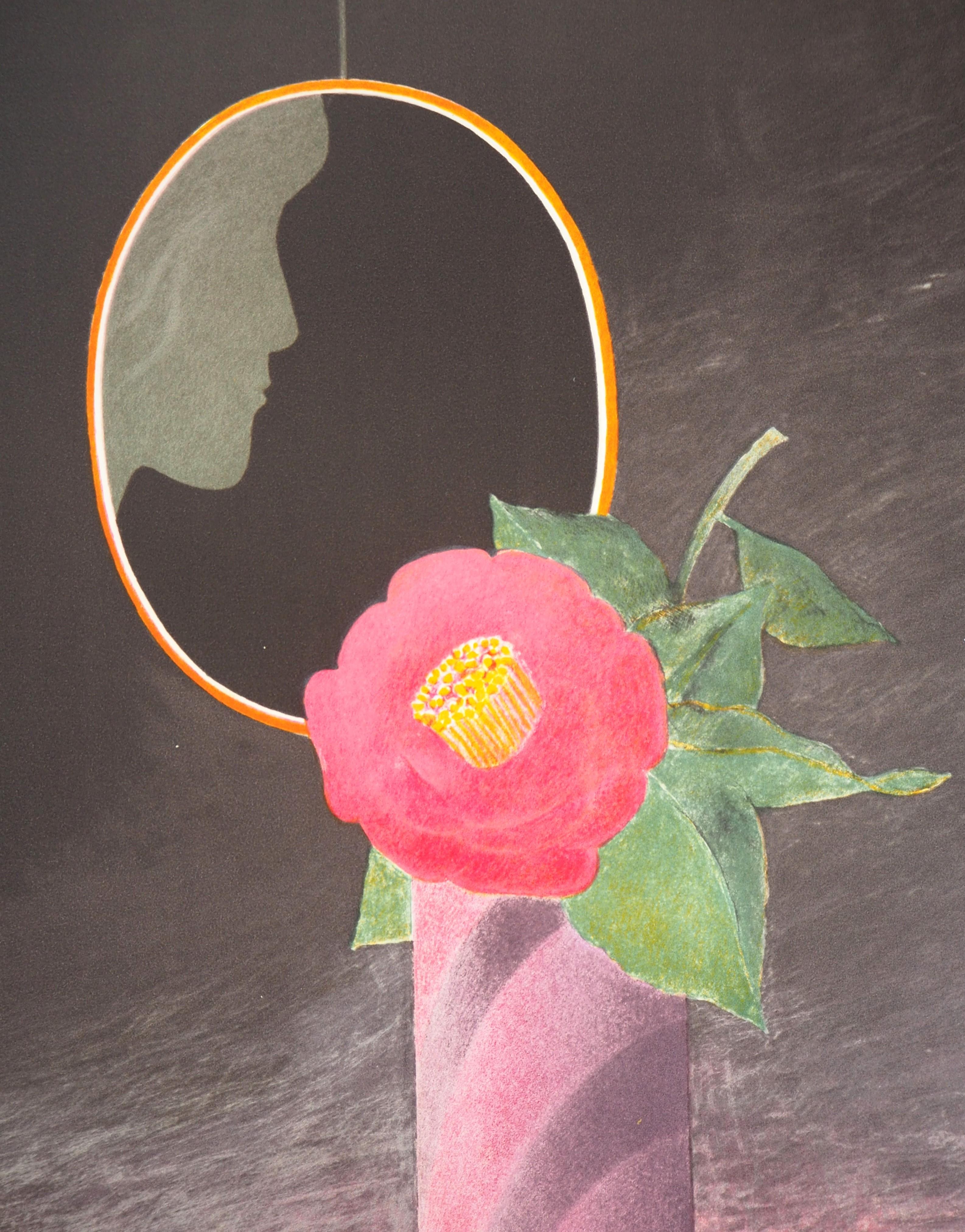 Reflection dans le miroir - Lithographie originale, signée - Gris Still-Life Print par Pierre Garcia Fons