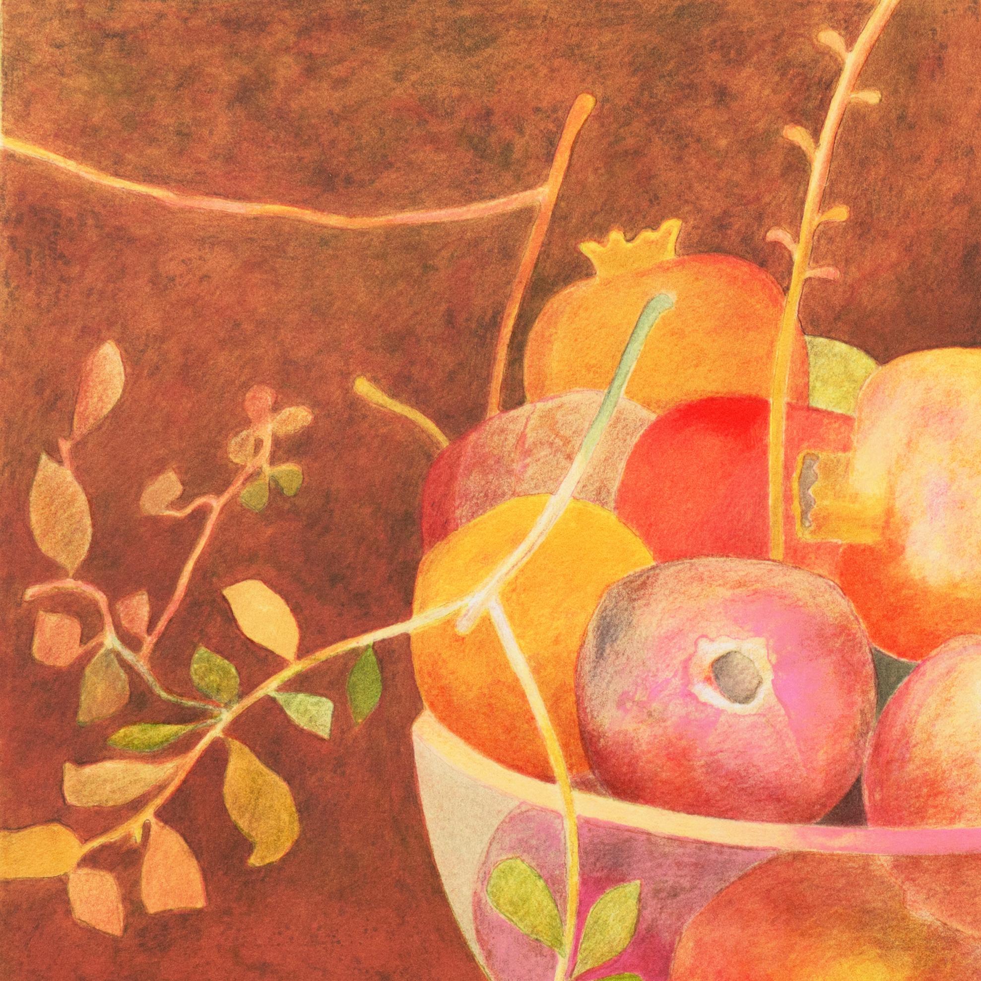 'A Bowl of Pomegranates', Academie Chaumiere, Paris, Ecole des Beaux-Arts, MoMA - Orange Still-Life Print by Pierre Garcia Fons