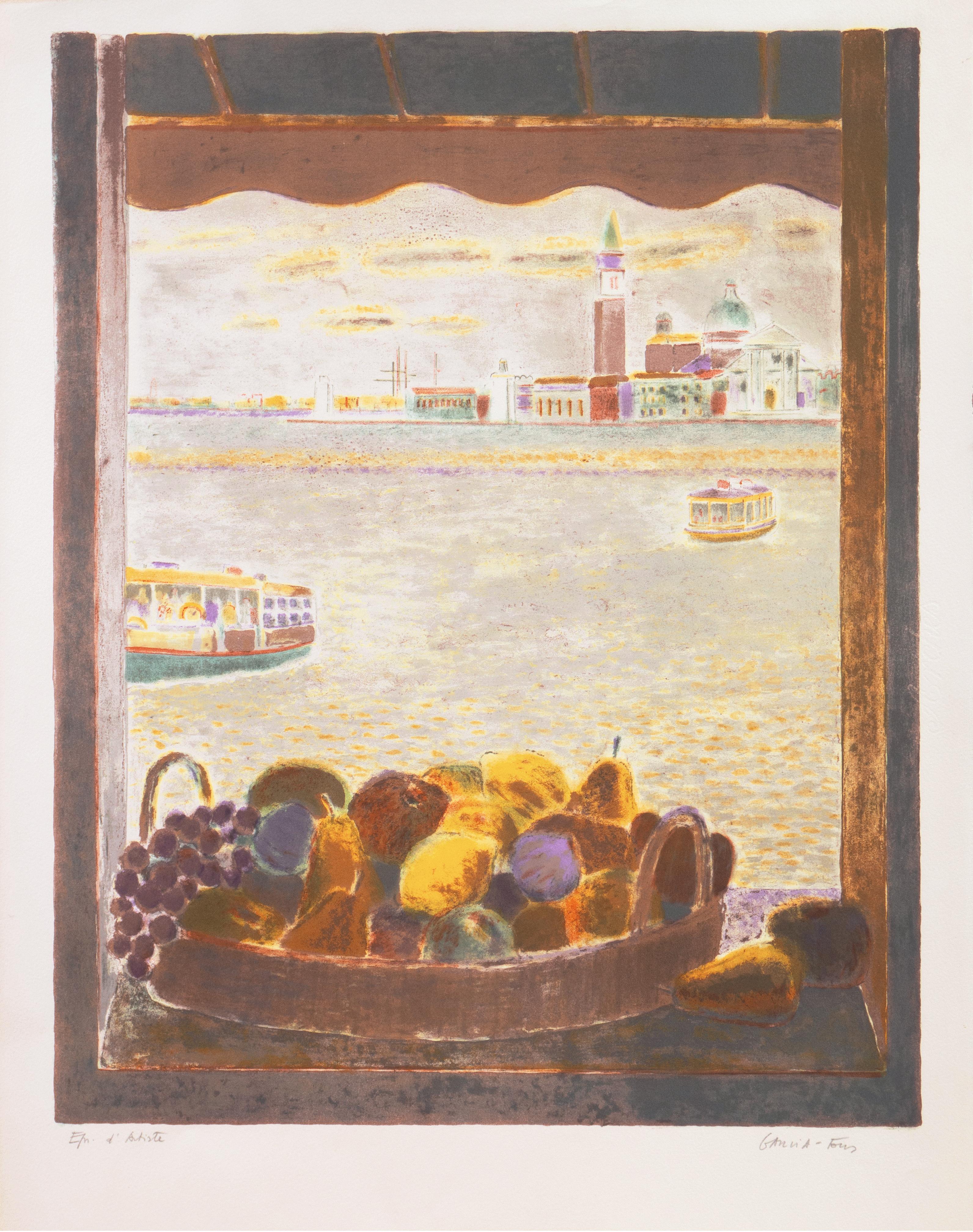 « View Across the Lagoon Venice », Académie Chaumiere, MAM Paris, Bénézit - Print de Pierre Garcia Fons