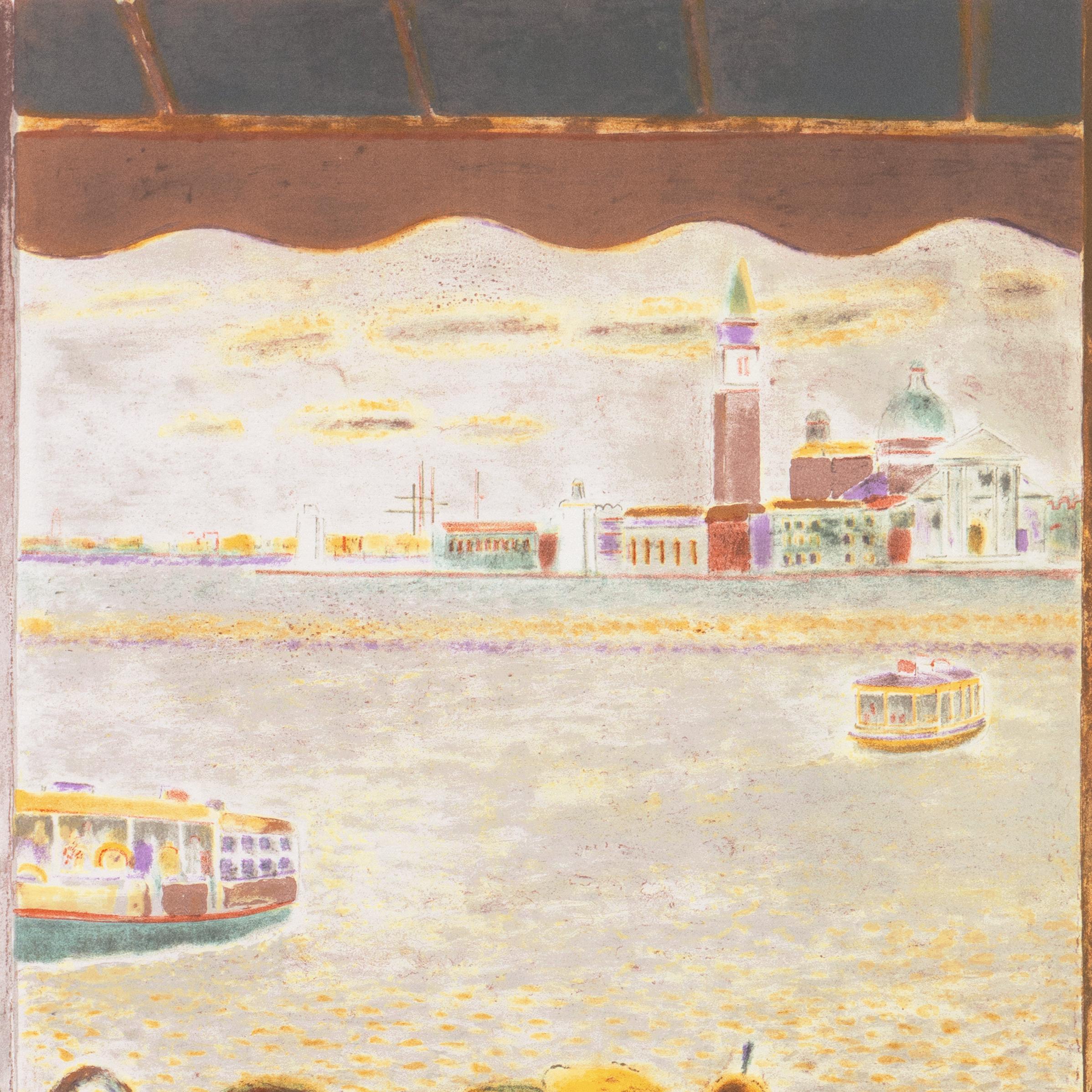 'View Across the Lagoon Venice', Academie Chaumiere, MAM Paris, Benezit - Post-Impressionist Print by Pierre Garcia Fons