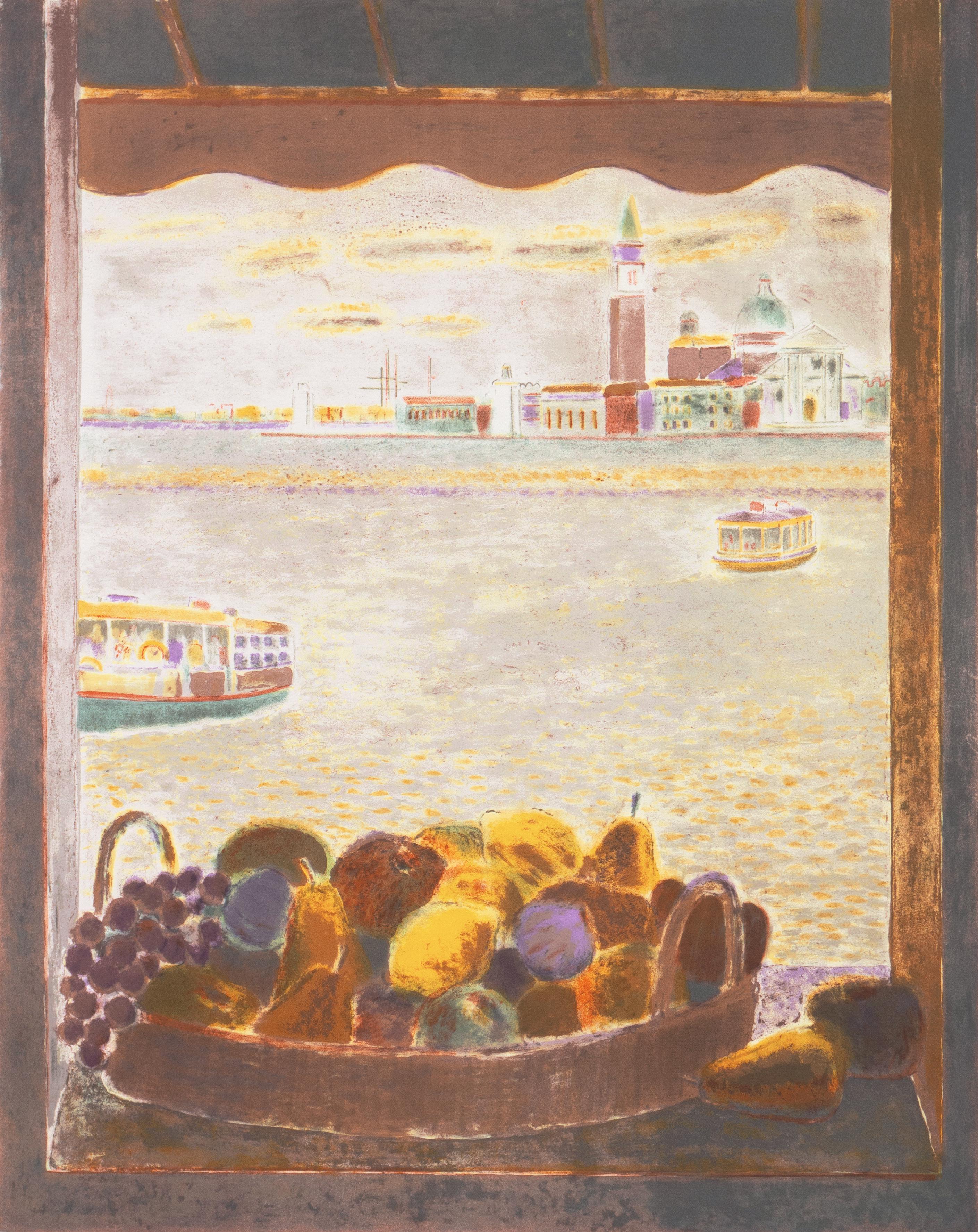 Pierre Garcia Fons Still-Life Print - 'View Across the Lagoon Venice', Academie Chaumiere, MAM Paris, Benezit