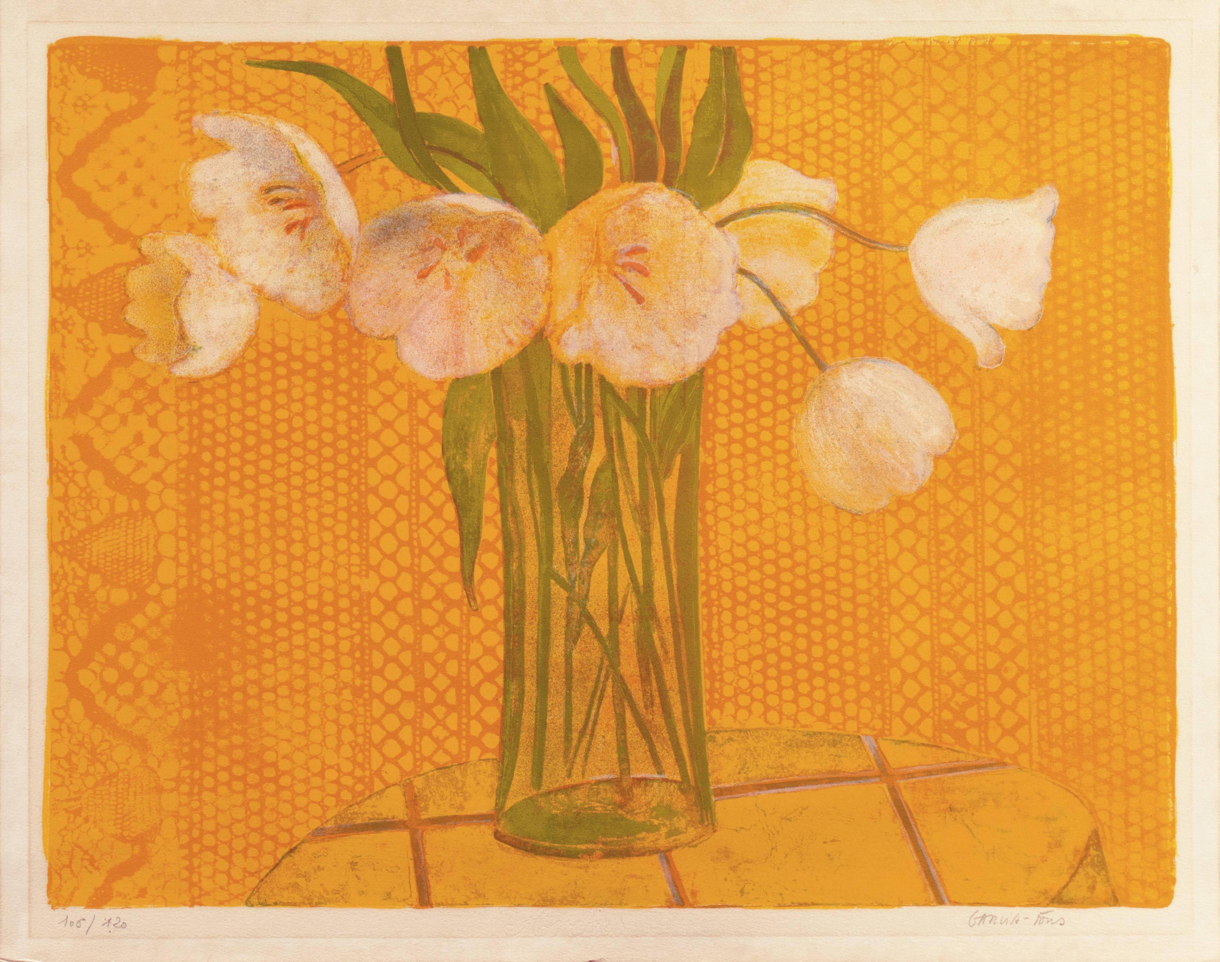 'White Tulips', Musée d'Art Moderne, Paris, Academie Chaumiere, Benezit  - Print by Pierre Garcia Fons