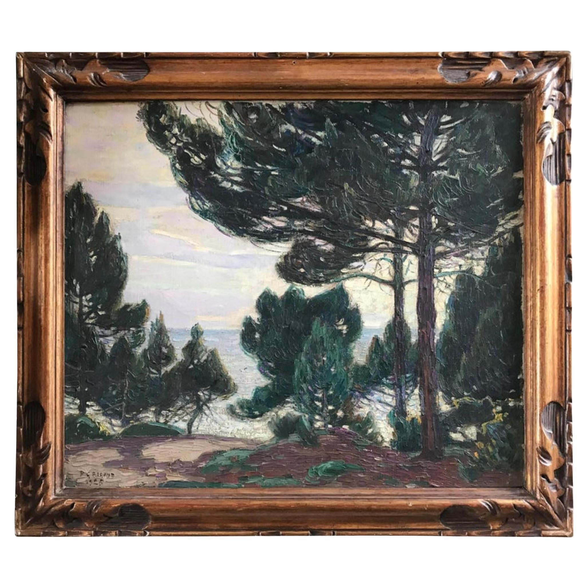 Pierre Gaston Rigaud Olio su tela "Arbres" Alberi Scuola Francese Antique
