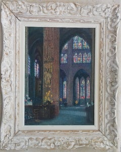 Stained Glass Window French Pointillist Rigaud Strasbourg Cathedral Architecture
