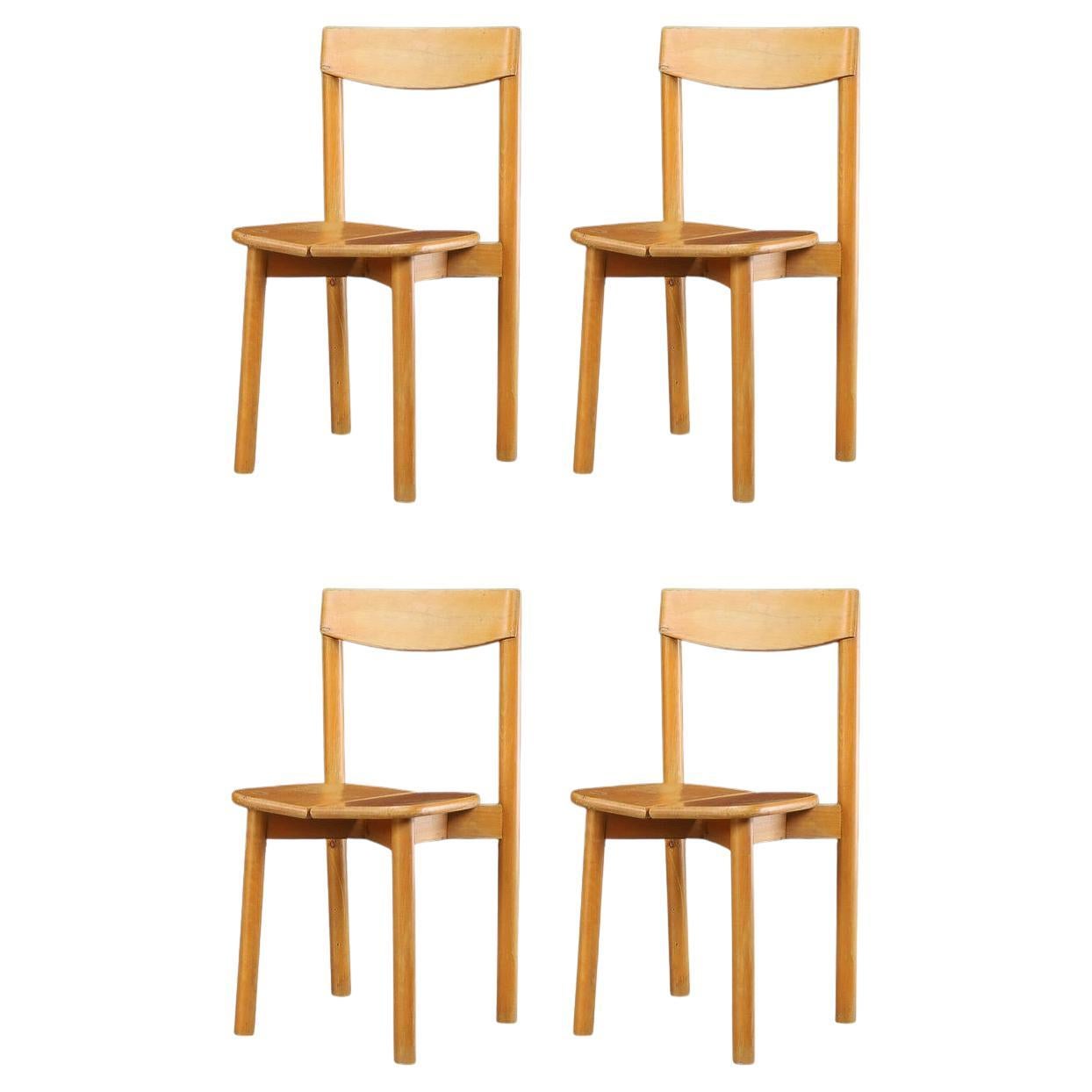 Pierre Gautier-Delaye “Coffee Bean” Dining Chairs in Stained Beechwood, France
