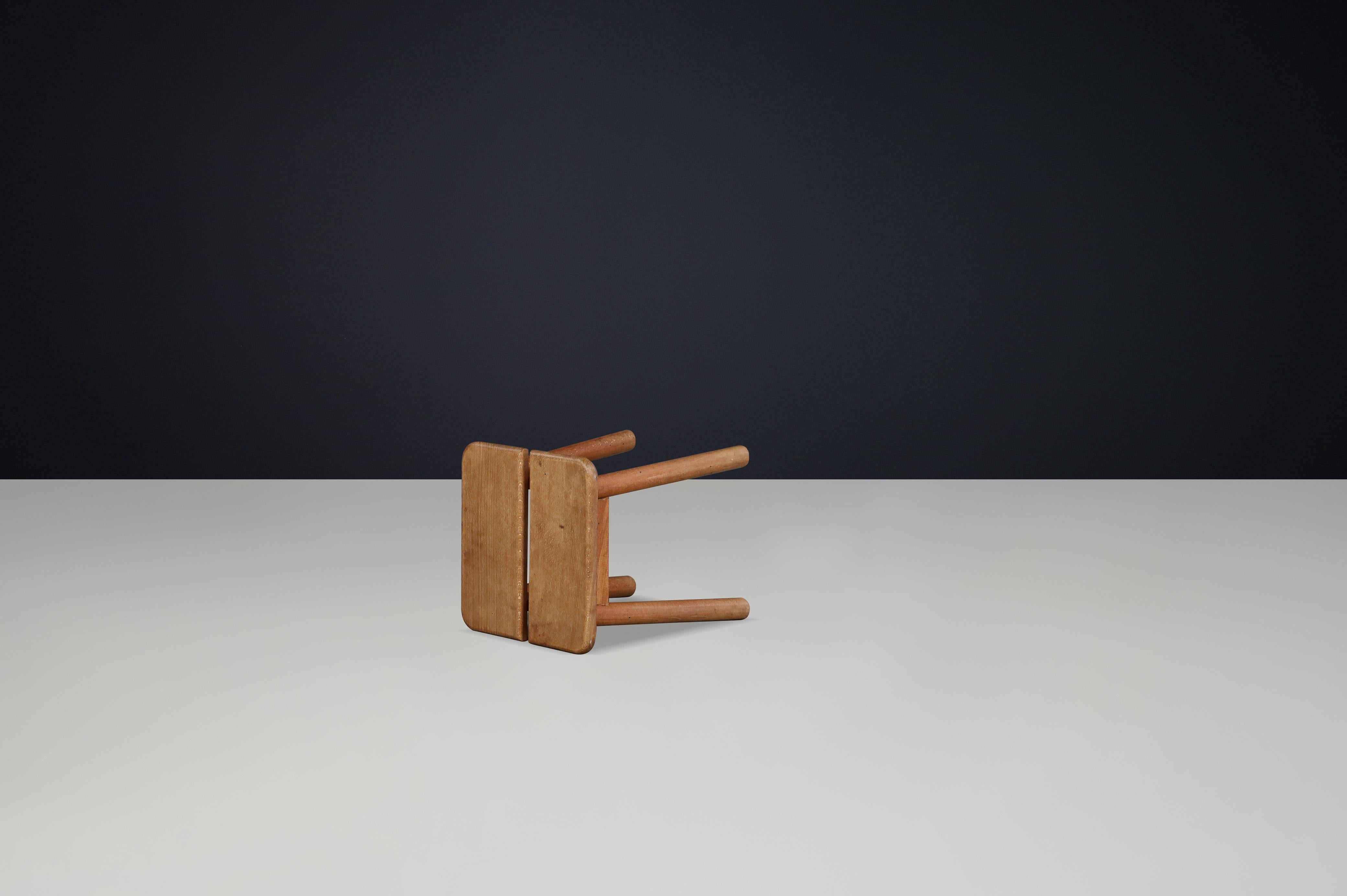 French Pierre Gautier-Delaye “Coffee Bean” Stool in Stained Beechwood, France, 1960s For Sale