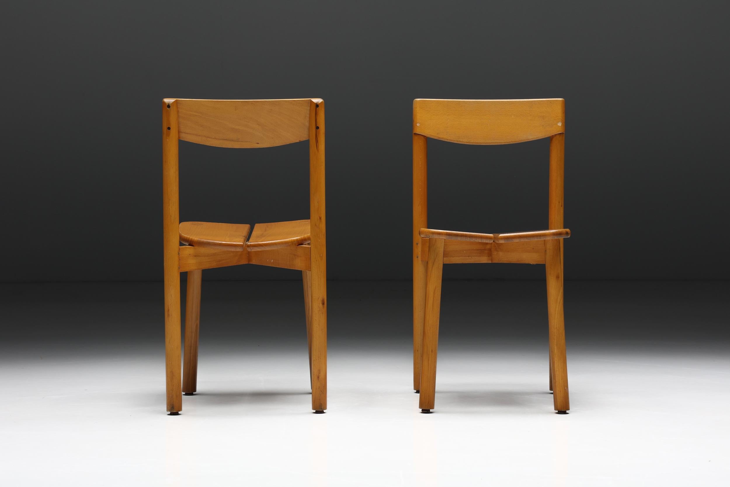 Beech Pierre Gautier Delaye Dining Chairs, 1960s For Sale