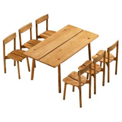 Pierre Gautier-Delaye French Dining Set Table, Stools and Dining Chairs