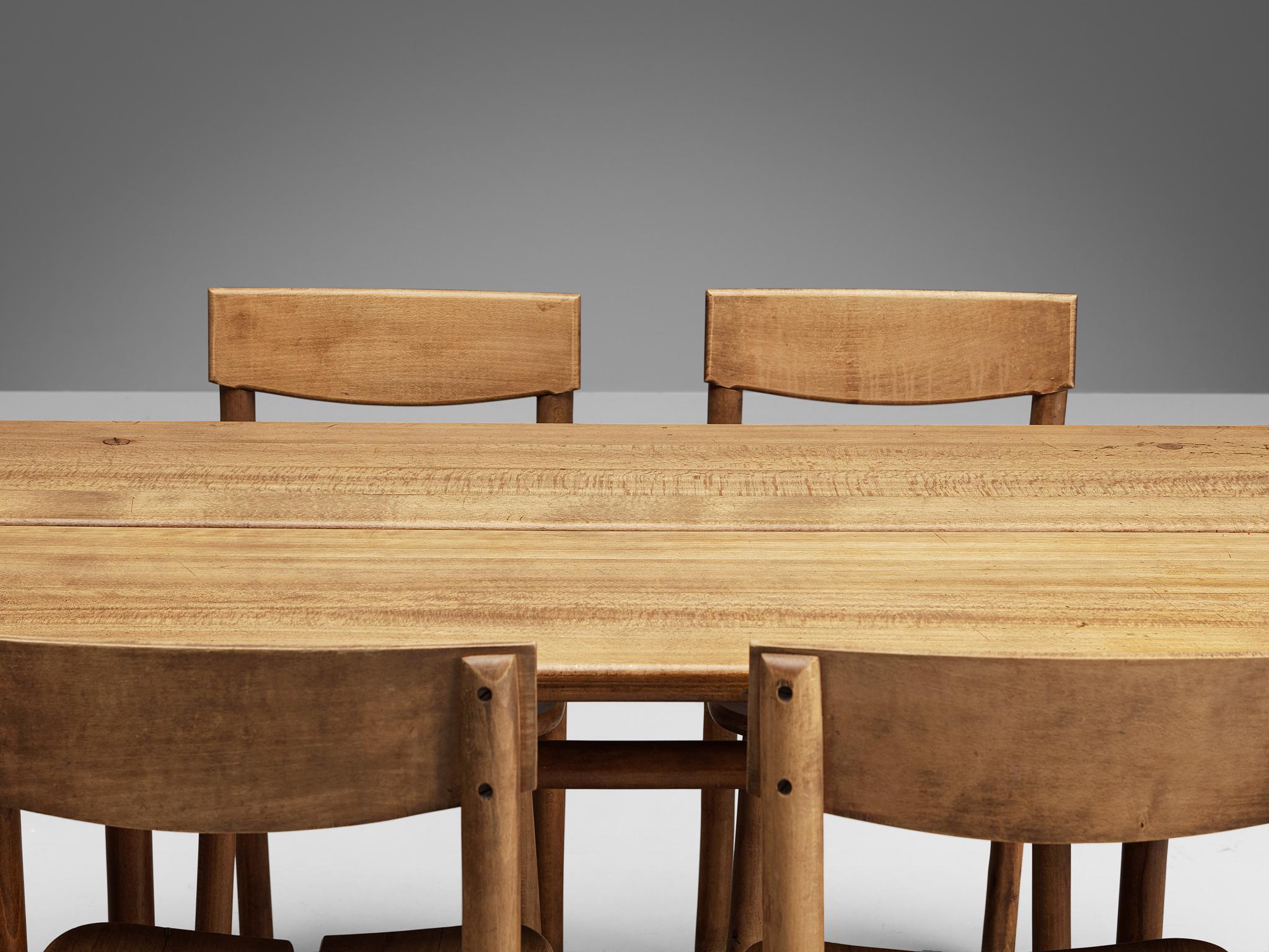 Mid-Century Modern Pierre Gautier-Delaye French Set of Table with Set of Six Dining Chairs  For Sale