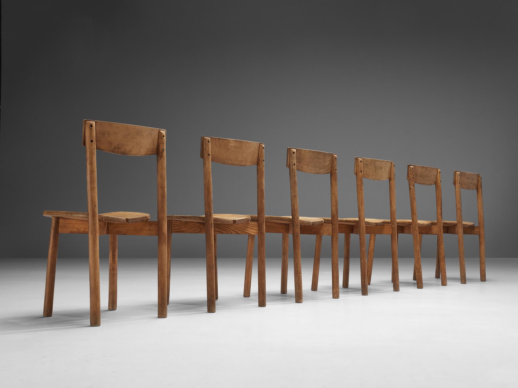 Mid-20th Century Pierre Gautier-Delaye Set of Six Dining Chairs  For Sale