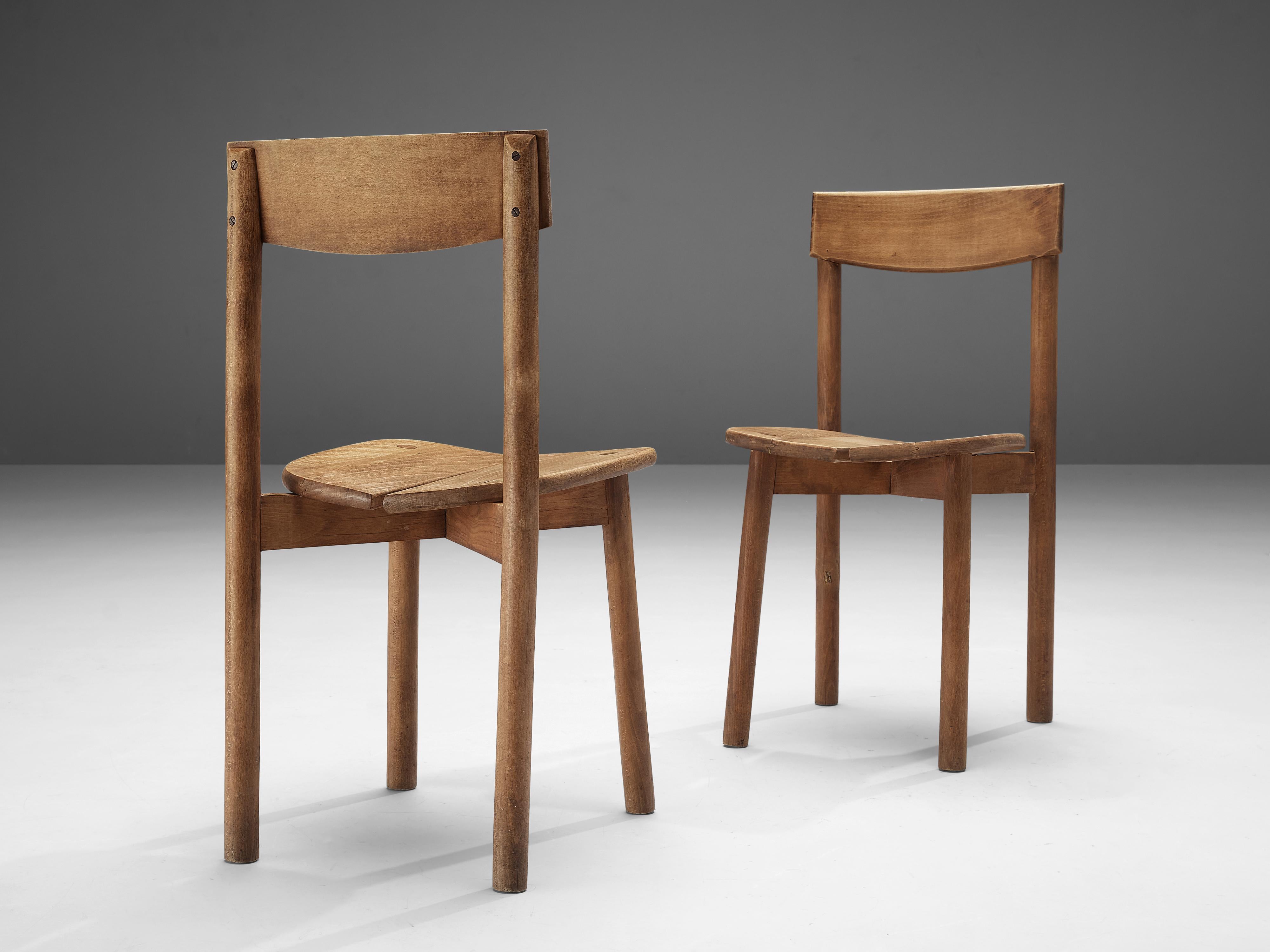 Beech Pierre Gautier-Delaye Set of Six Dining Chairs