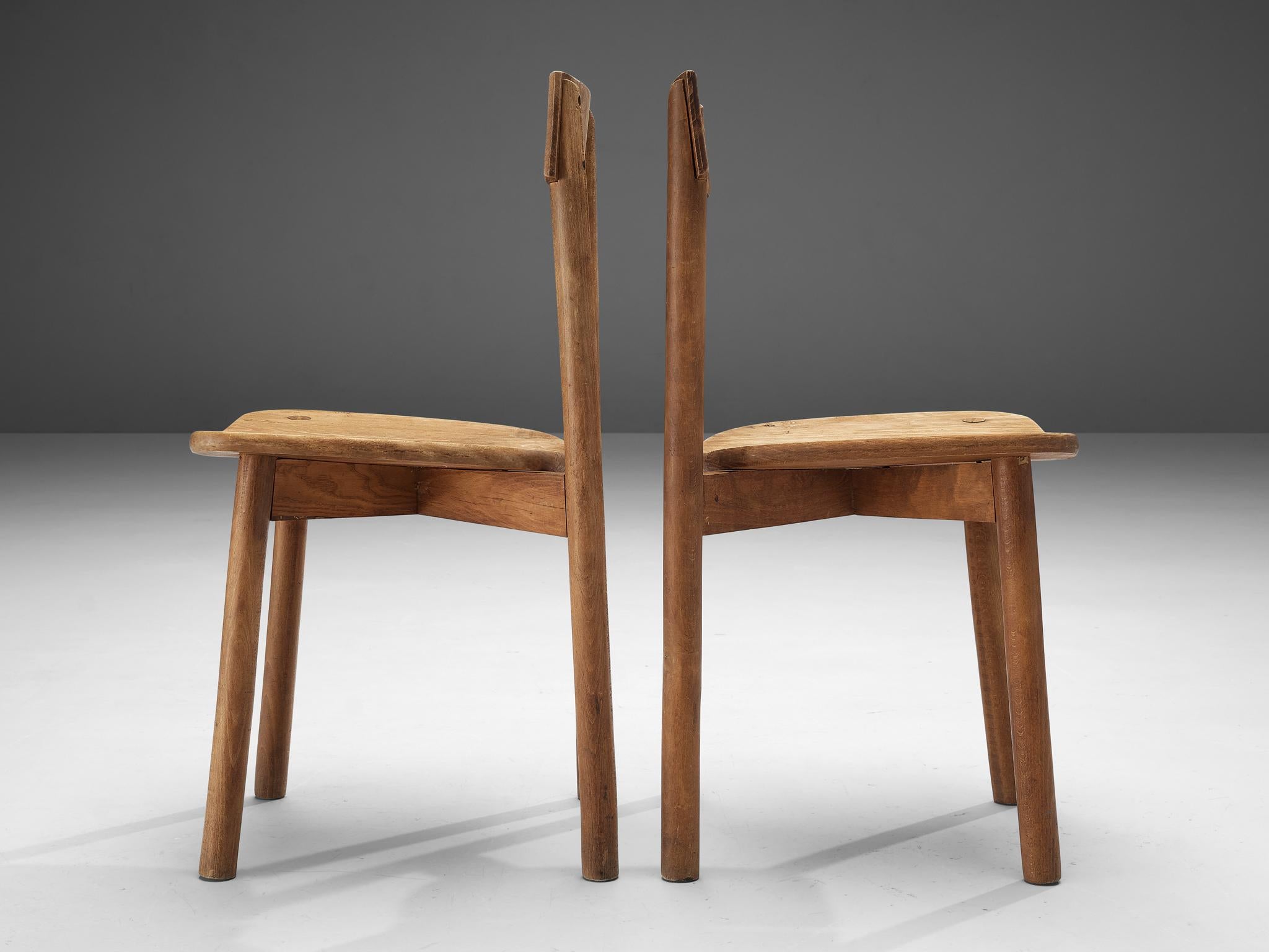 Beech Pierre Gautier-Delaye Set of Six Dining Chairs  For Sale