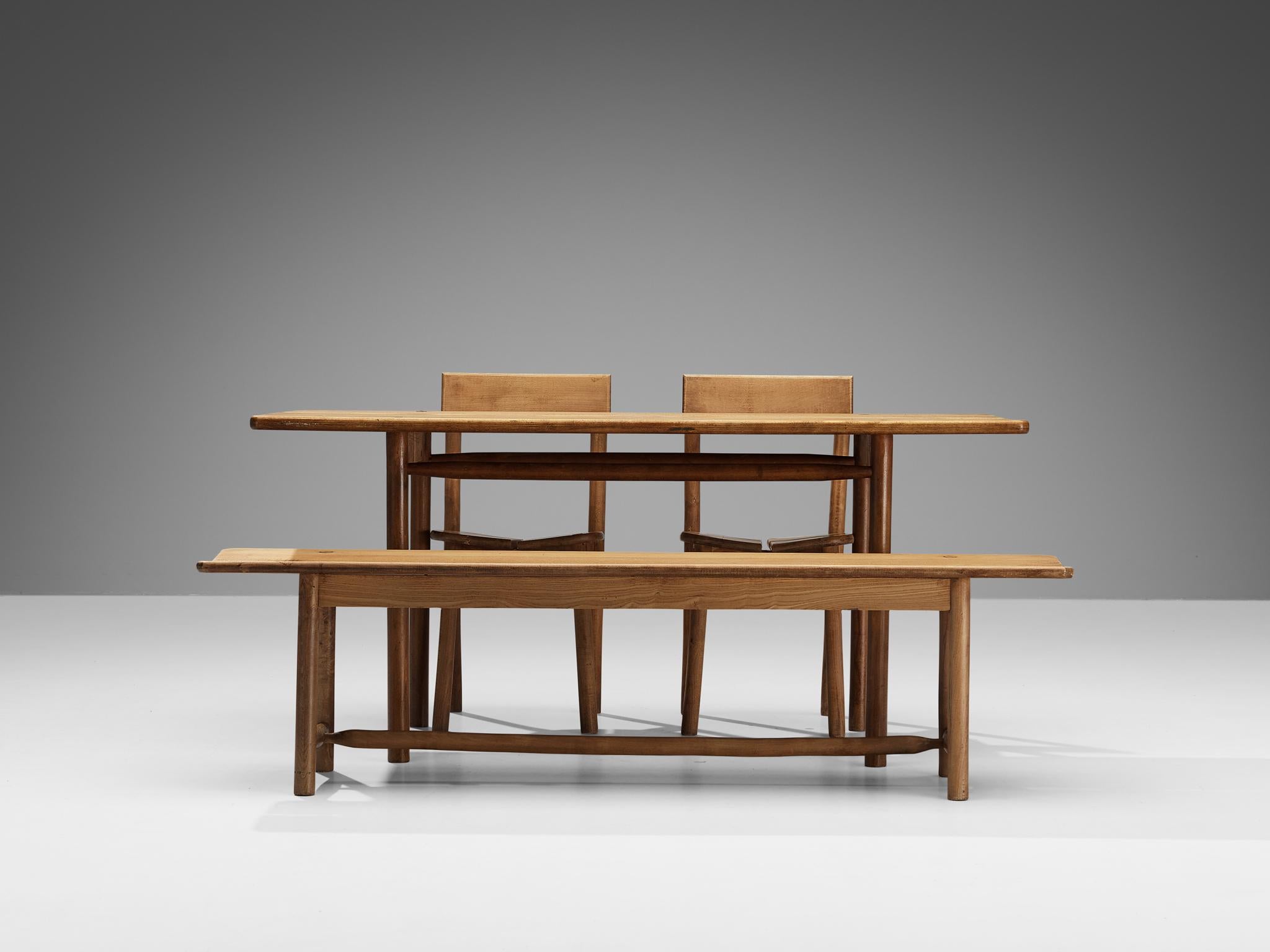 Mid-20th Century Pierre Gautier-Delaye Set of Table with Bench and Chairs  For Sale